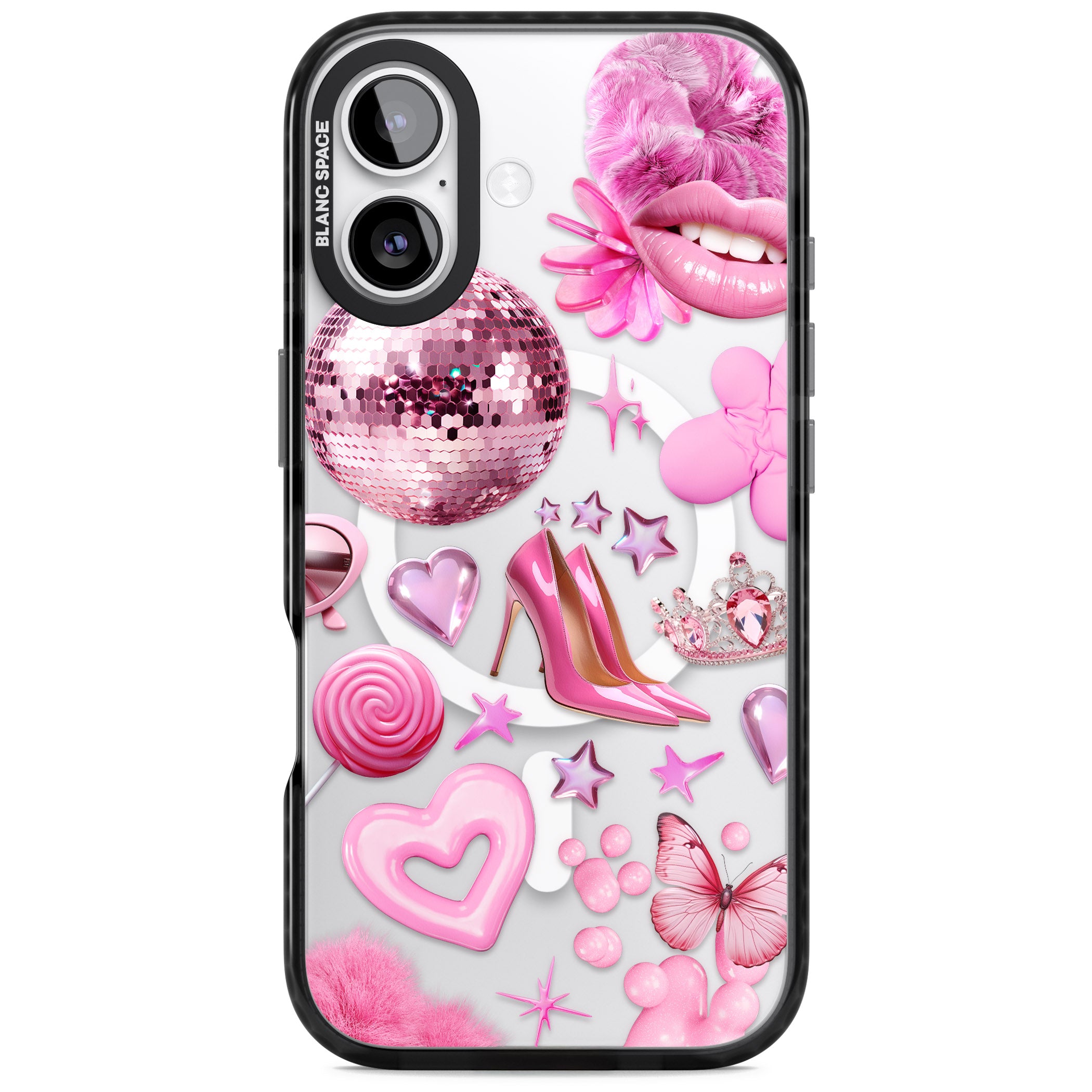 Pink Glam iPhone 17 Impact Pro Black Phone Case