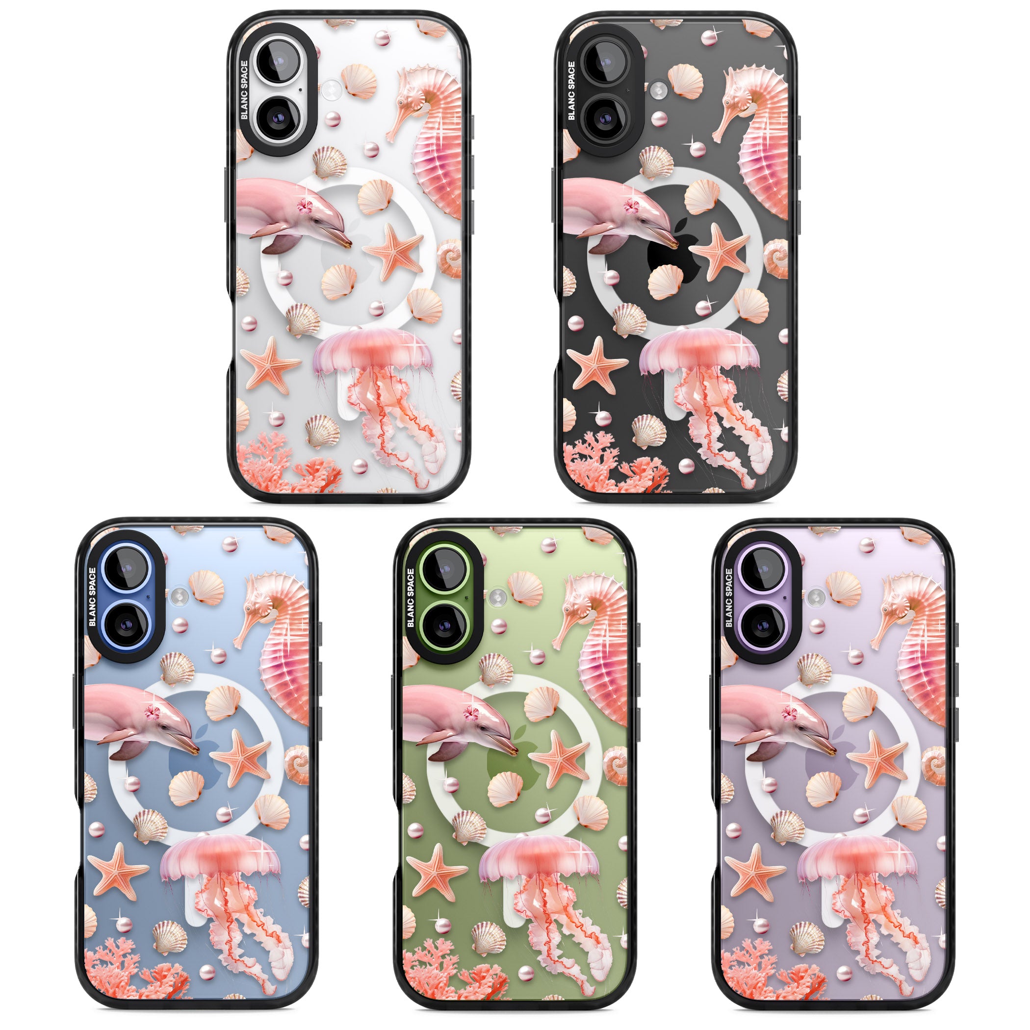 Pink Sealife iPhone 17 Impact Pro Black Phone Case APT Impact Protection