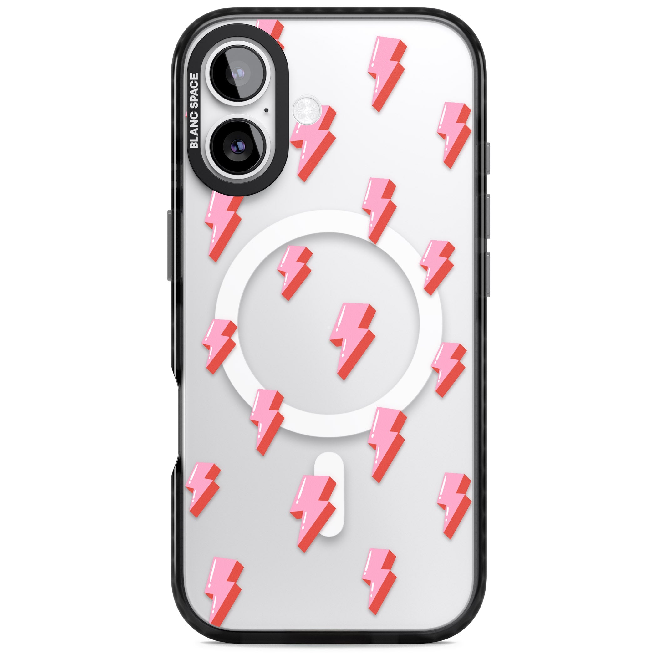 Pink Bolt Pattern iPhone 17 Impact Pro Black Phone Case