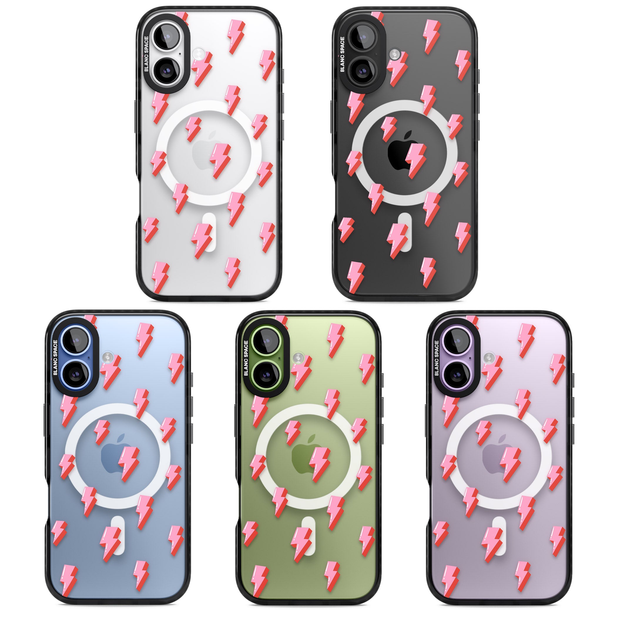 Pink Bolt Pattern iPhone 17 Impact Pro Black Phone Case APT Impact Protection