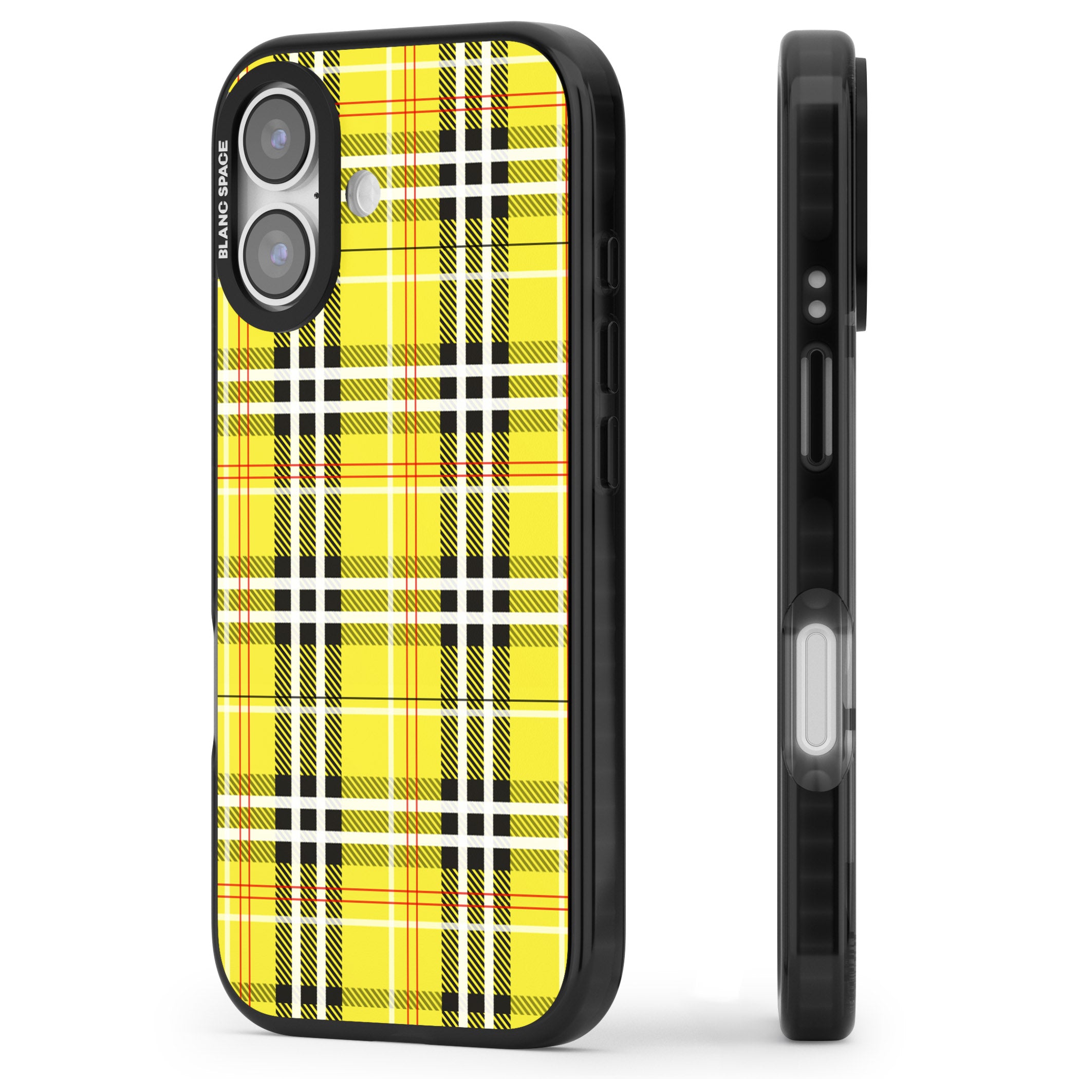 Yellow Plaid iPhone 17 Impact Pro Black Phone Case Side Profile
