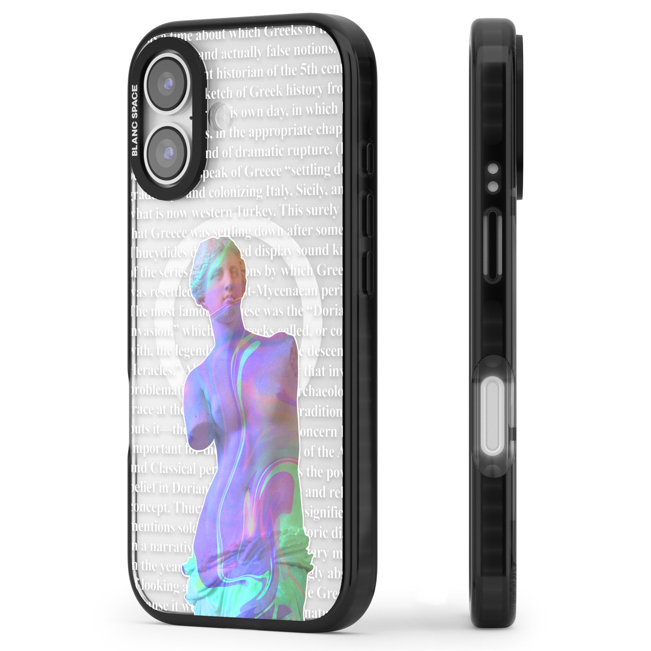 Iridescent De Milo iPhone 17 Impact Pro Black Phone Case Side Profile