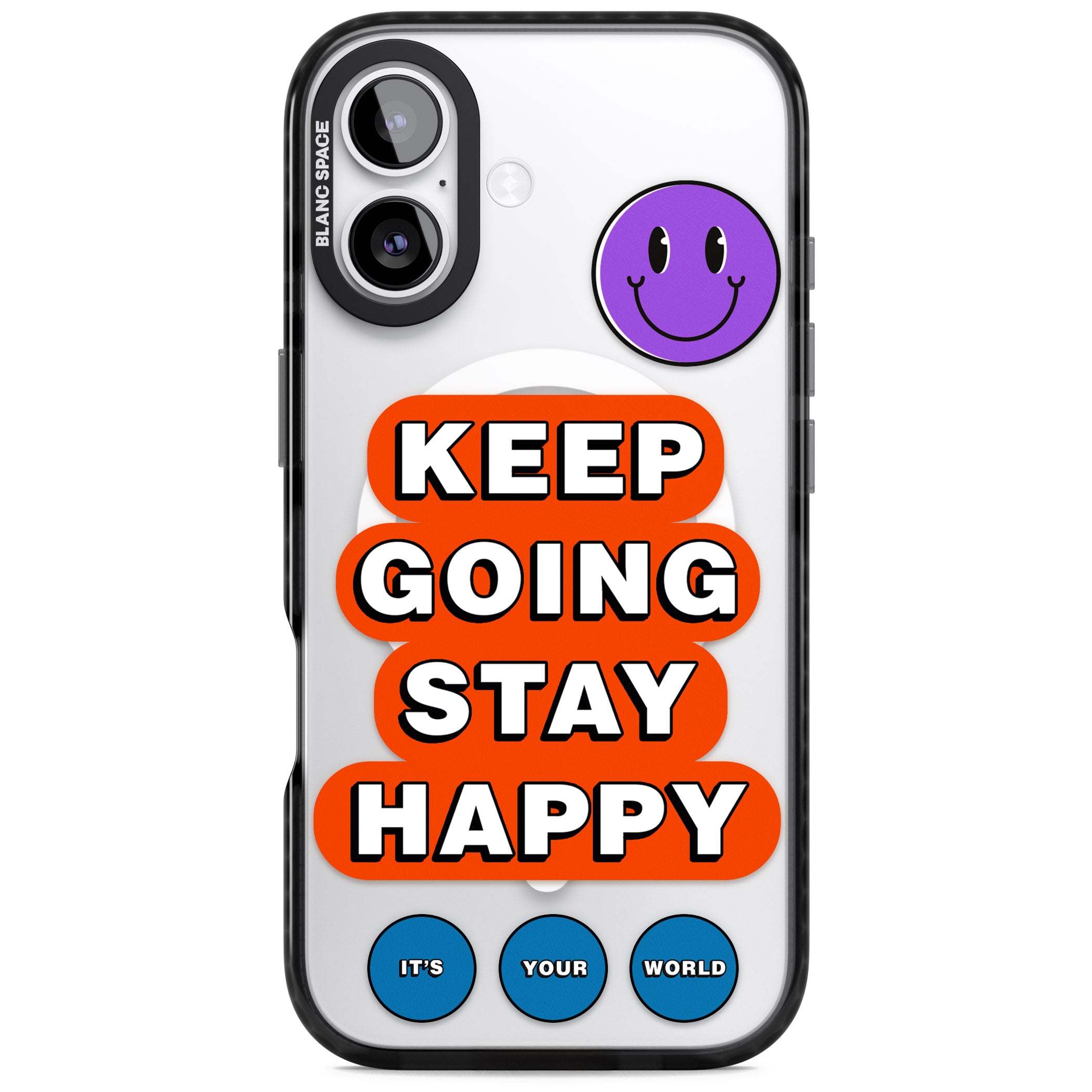 Keep Going Stay Happy iPhone 17 Impact Pro Black Phone Case