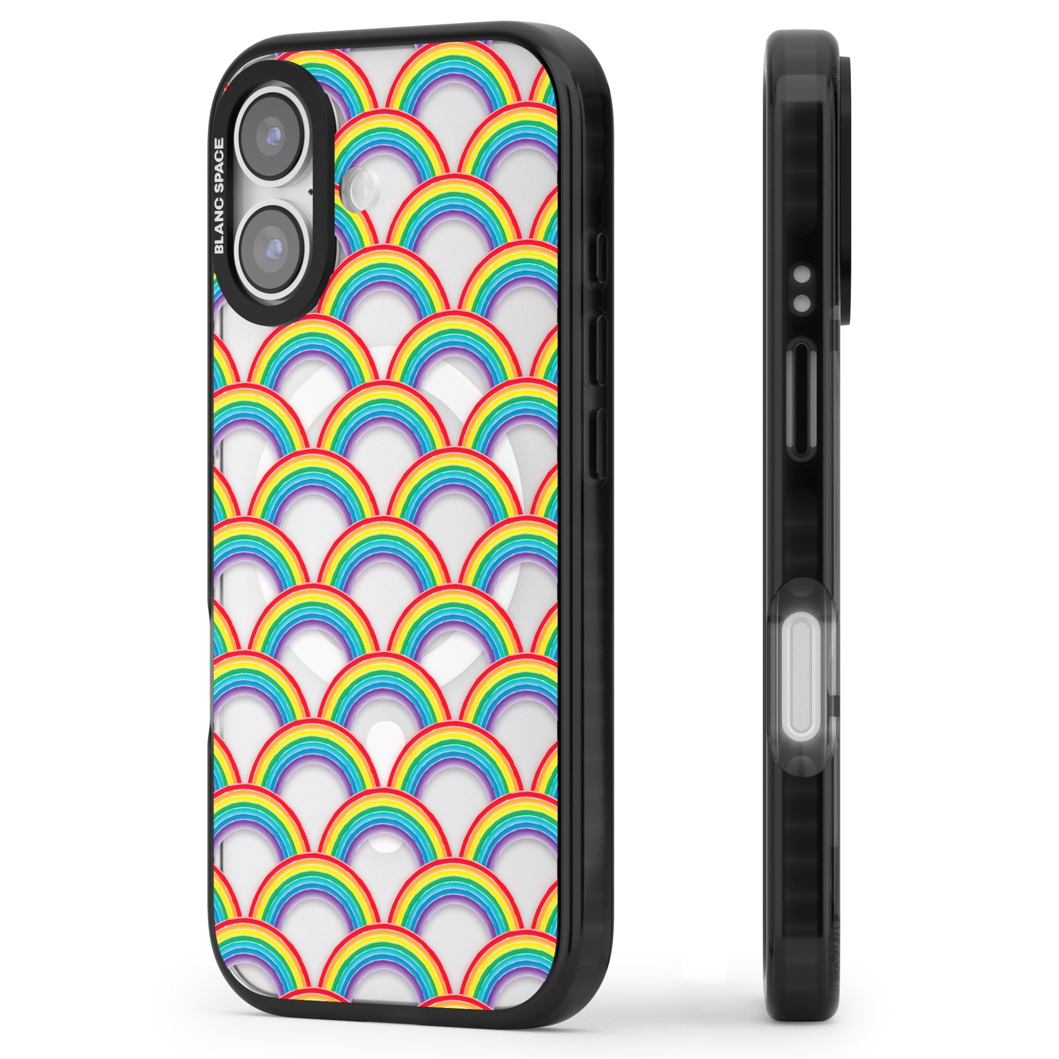 Rainbow Arc Pattern iPhone 17 Impact Pro Black Phone Case Side Profile