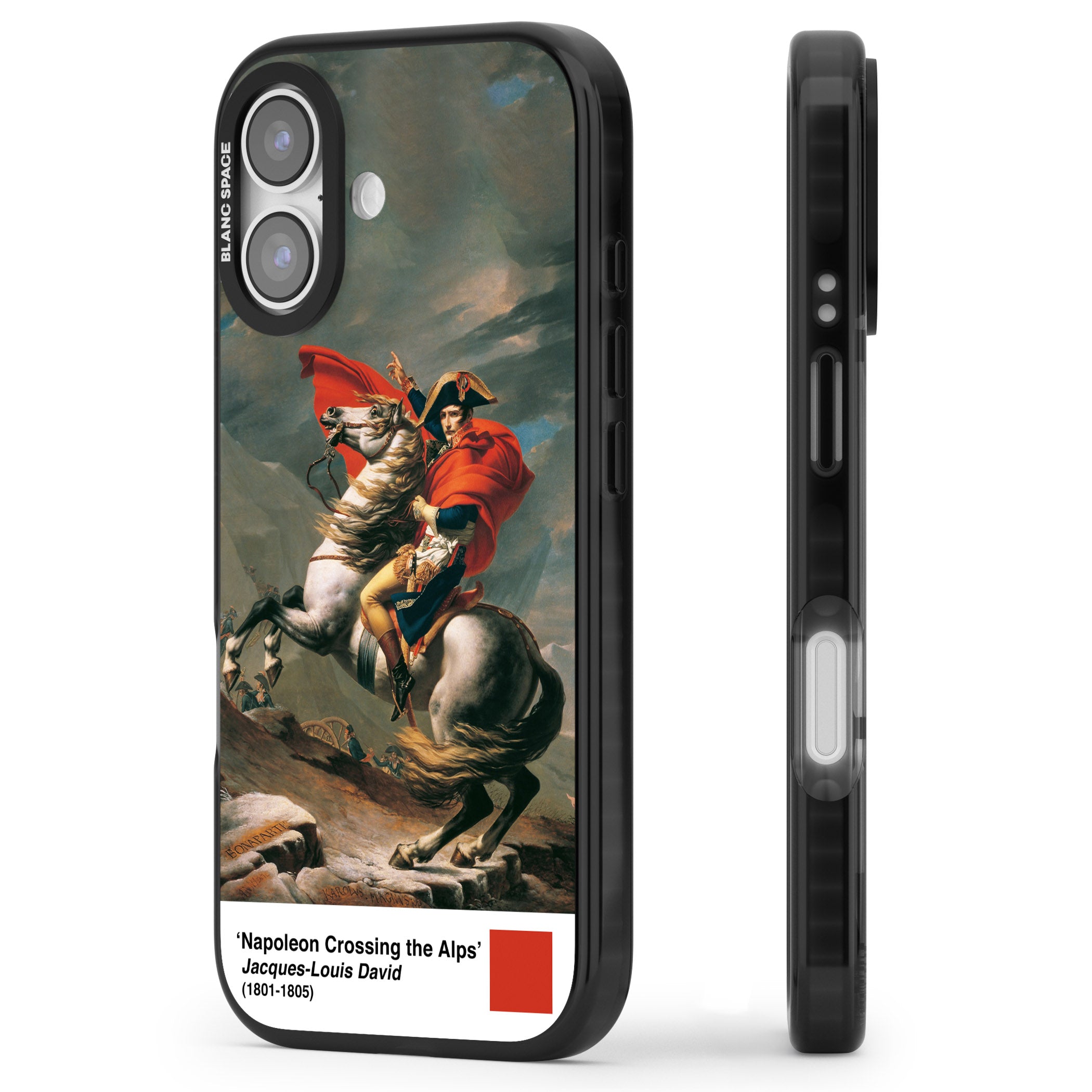 Napoleon Crossing The Alps iPhone 17 Impact Pro Black Phone Case Side Profile