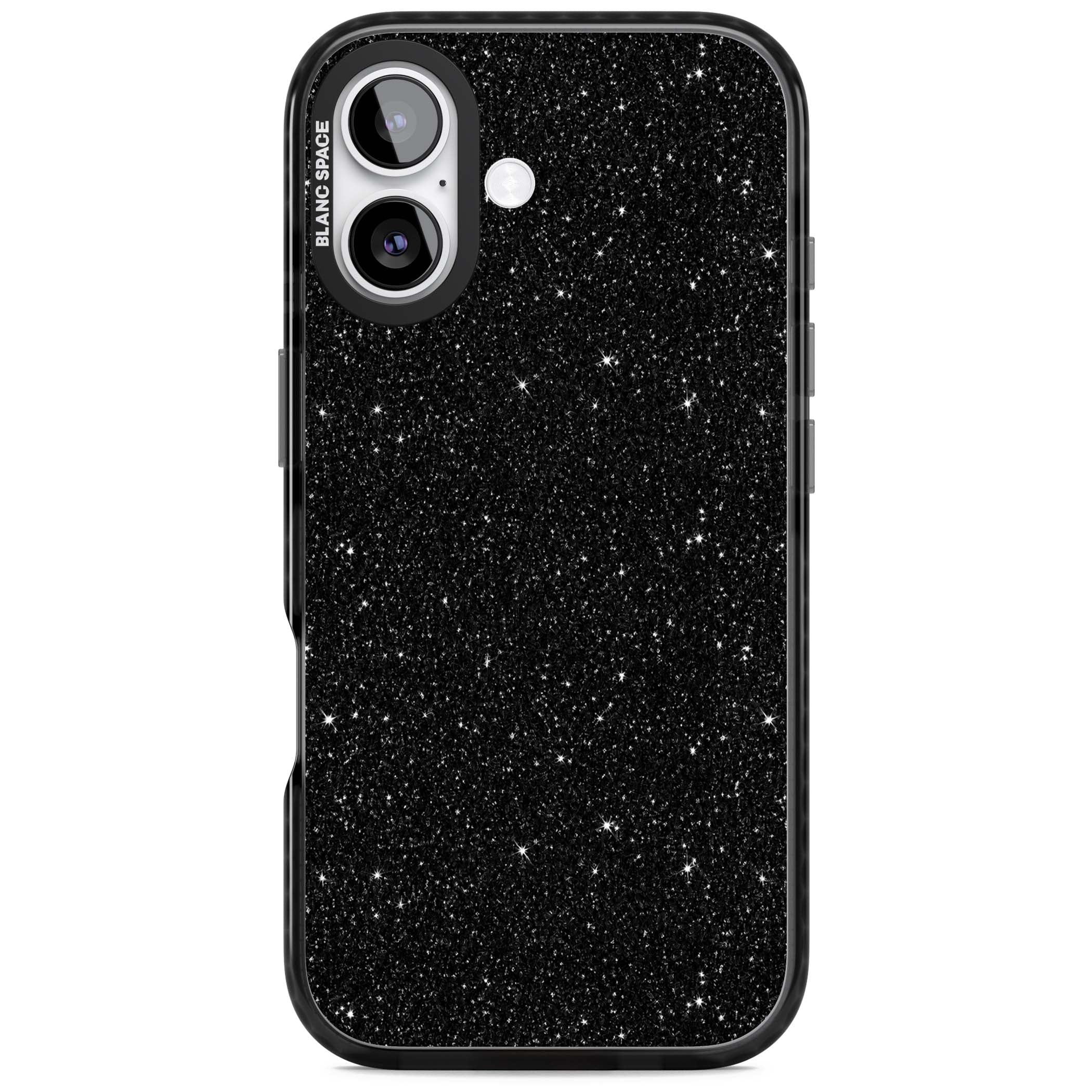 Black Glitter black glitter iPhone case featuring an all-over sparkly shimmer pattern on a jet black base | Black Impact Magsafe case for iPhone 17