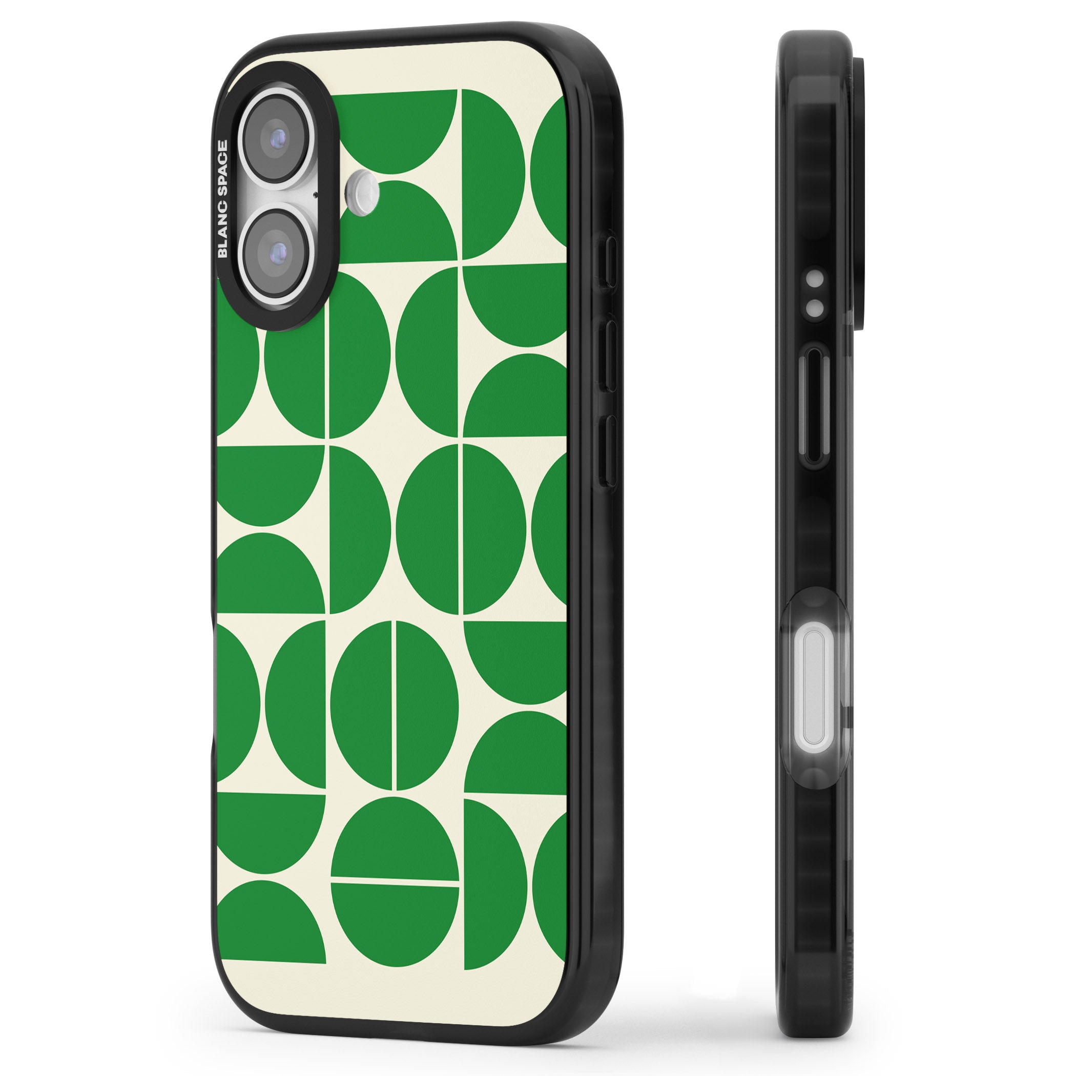 Retro Green Circles iPhone 17 Impact Pro Black Phone Case Side Profile