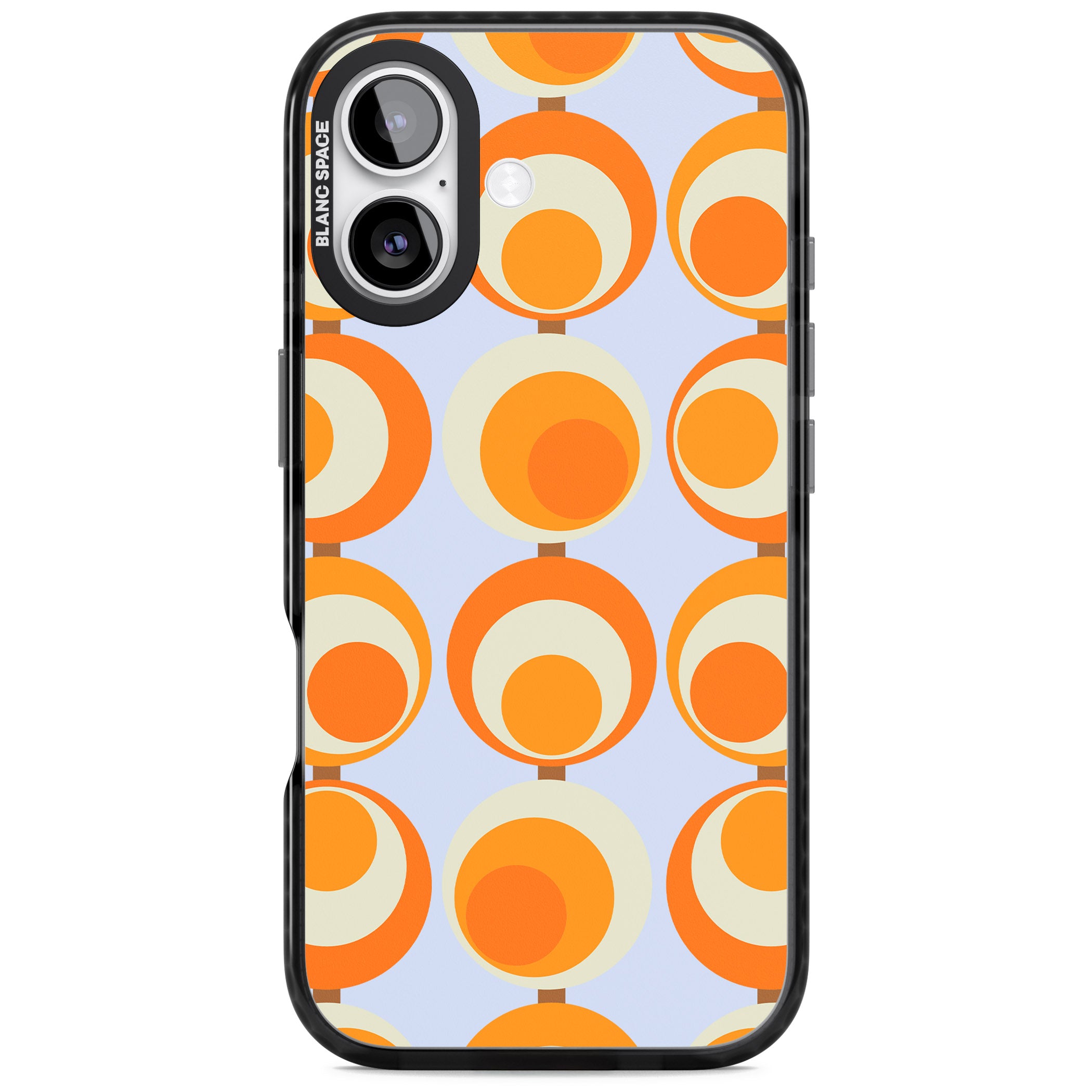 Mid Century Blue Orange Pattern iPhone 17 Impact Pro Black Phone Case