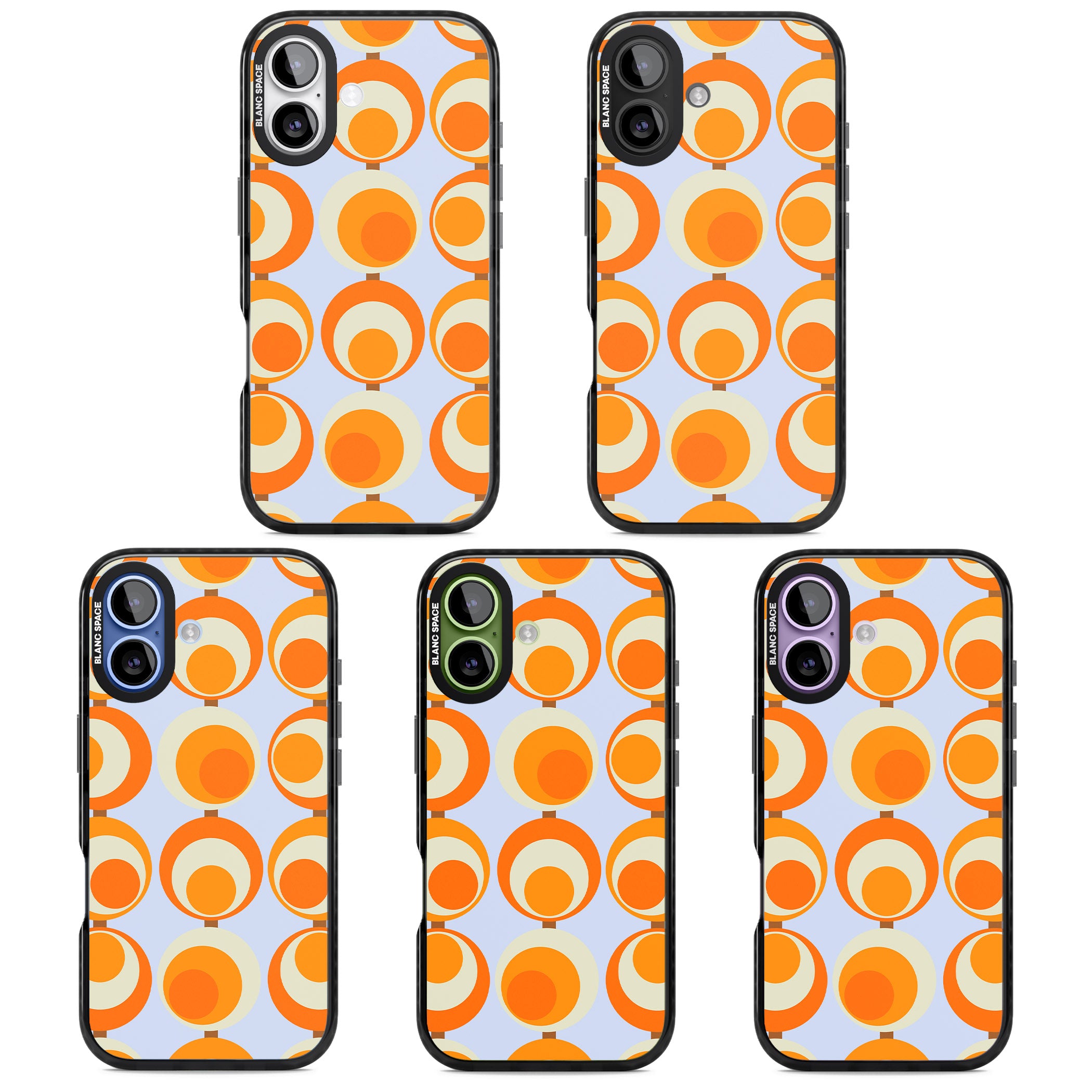 Mid Century Blue Orange Pattern iPhone 17 Impact Pro Black Phone Case APT Impact Protection