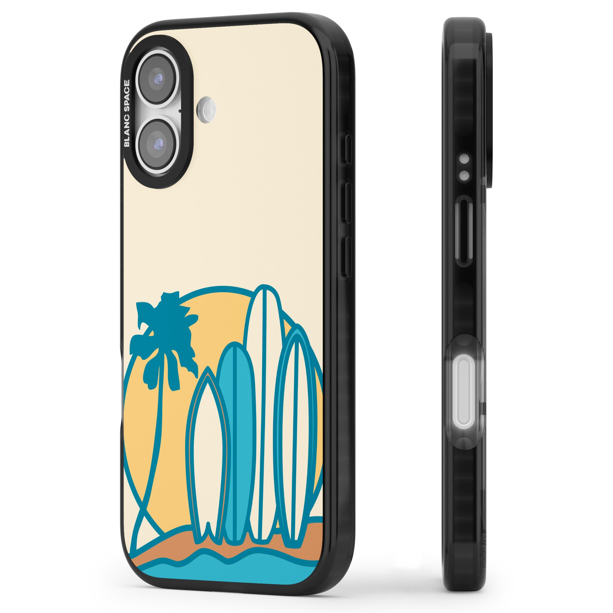 Coastal Surf Vibes iPhone 17 Impact Pro Black Phone Case Side Profile