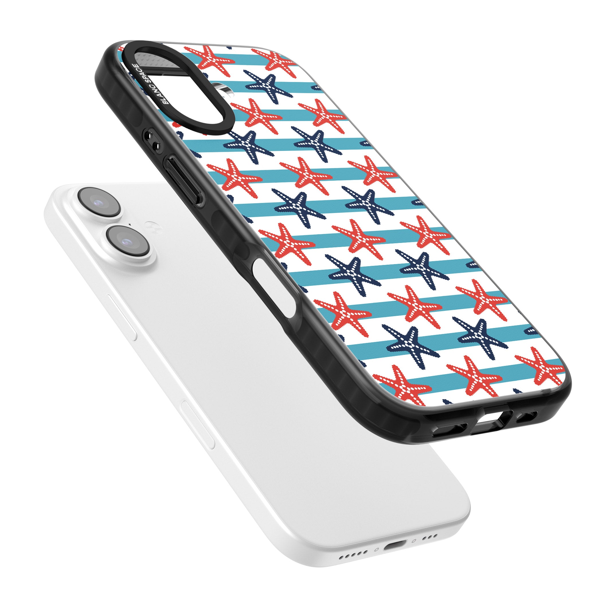 Nautical Starfish Stripe iPhone 17 Impact Pro Black Phone Case Colours