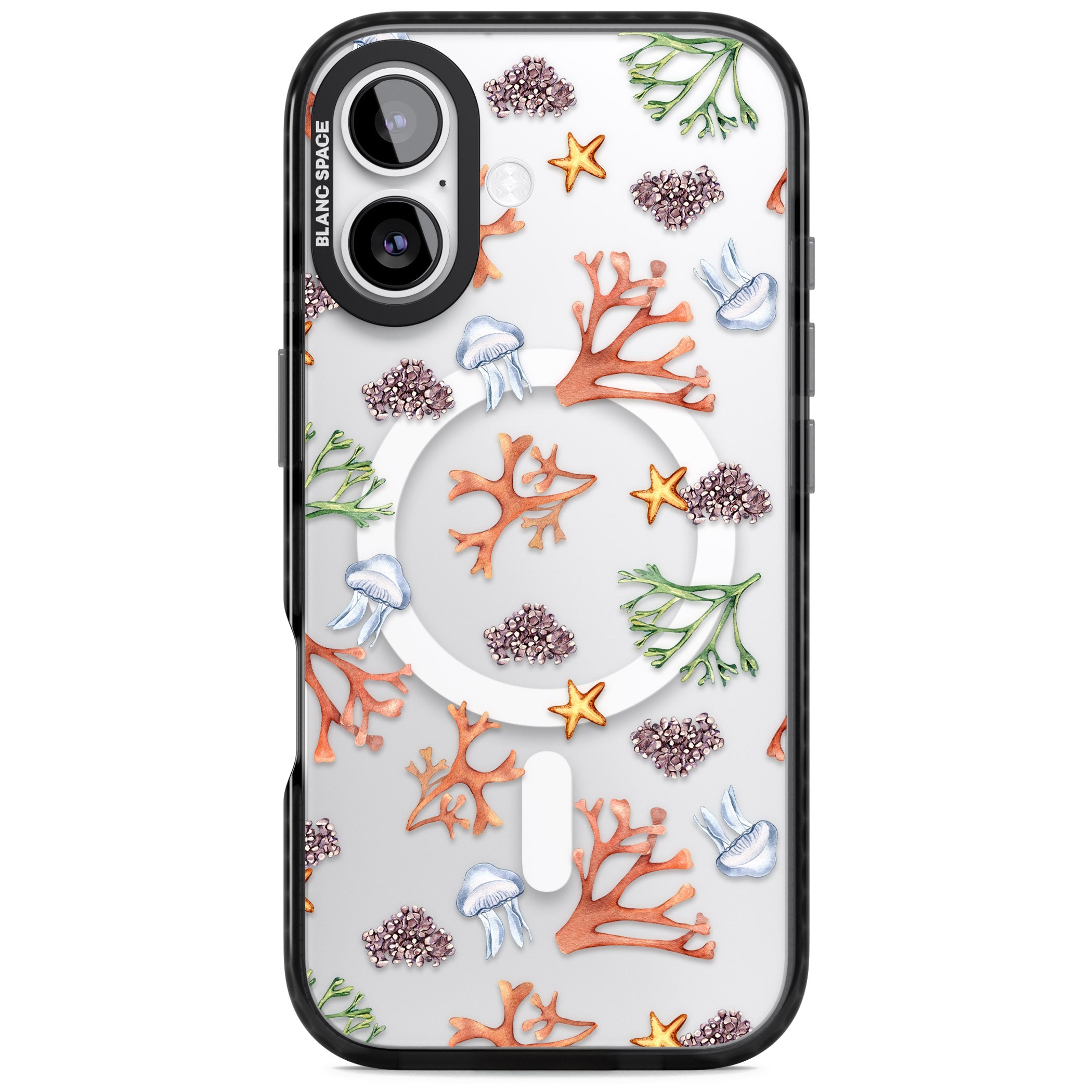 Coral & Jellyfish iPhone 17 Impact Pro Black Phone Case