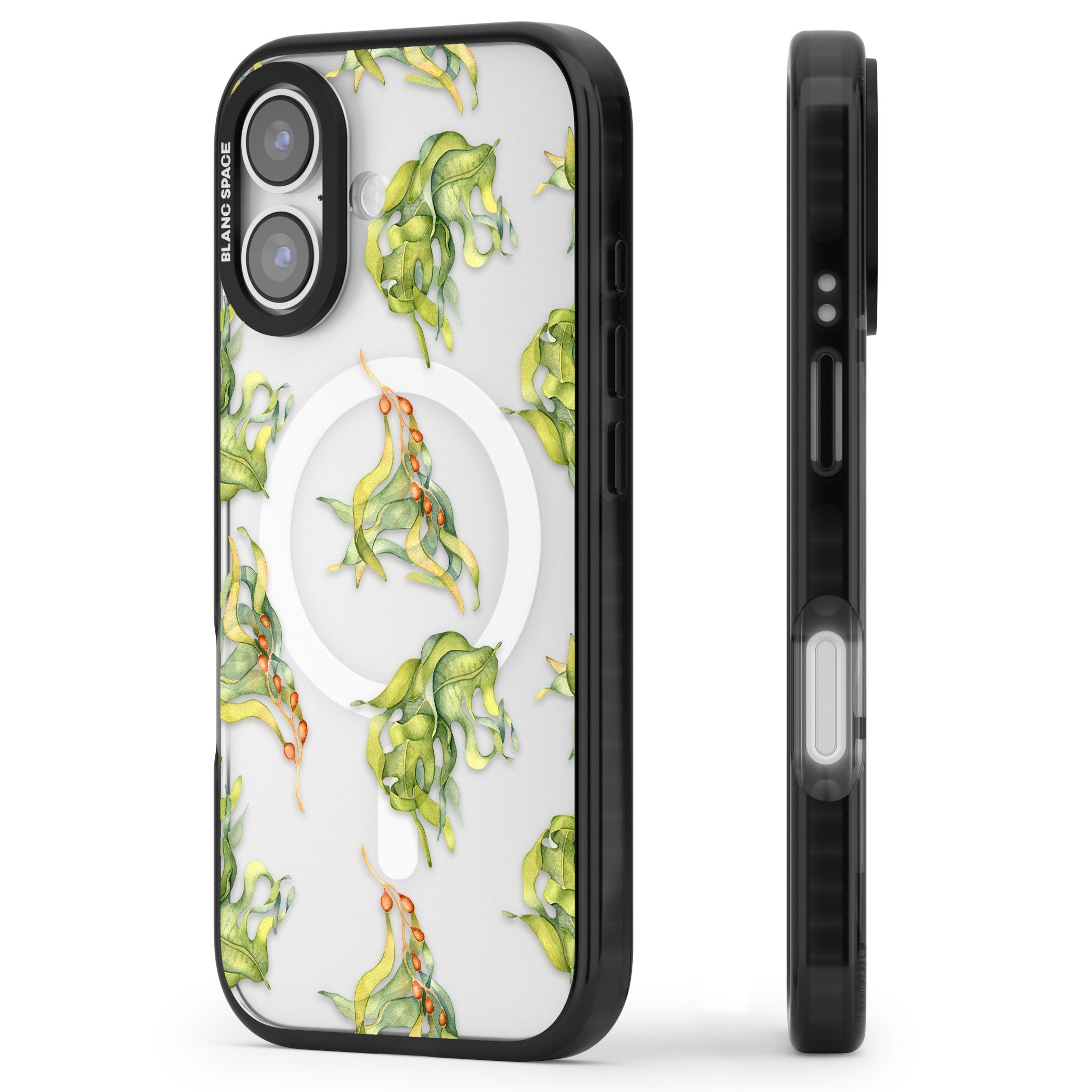 Flowing Seaweed Watercolor iPhone 17 Impact Pro Black Phone Case Side Profile