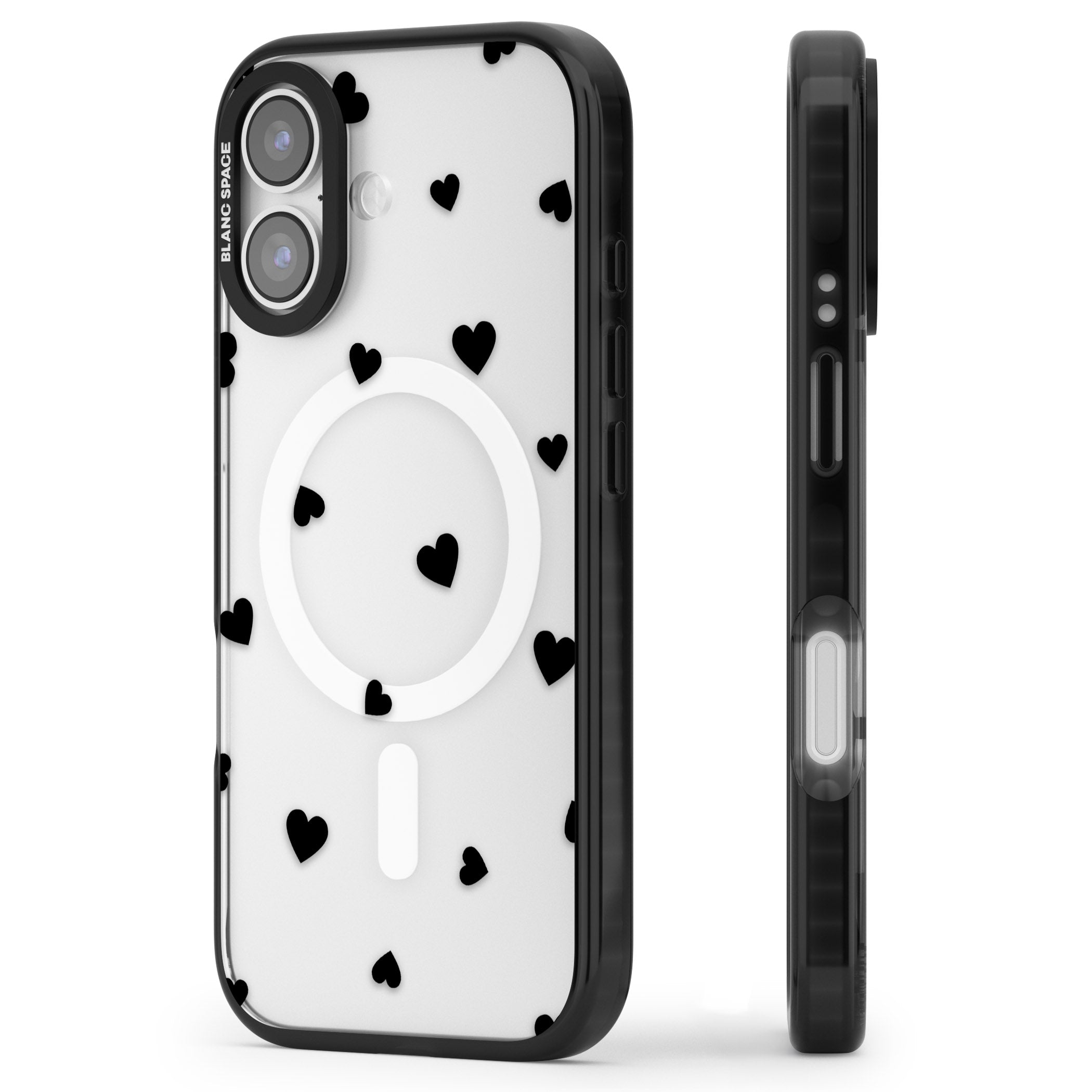 Black Hearts iPhone 17 Impact Pro Black Phone Case Side Profile