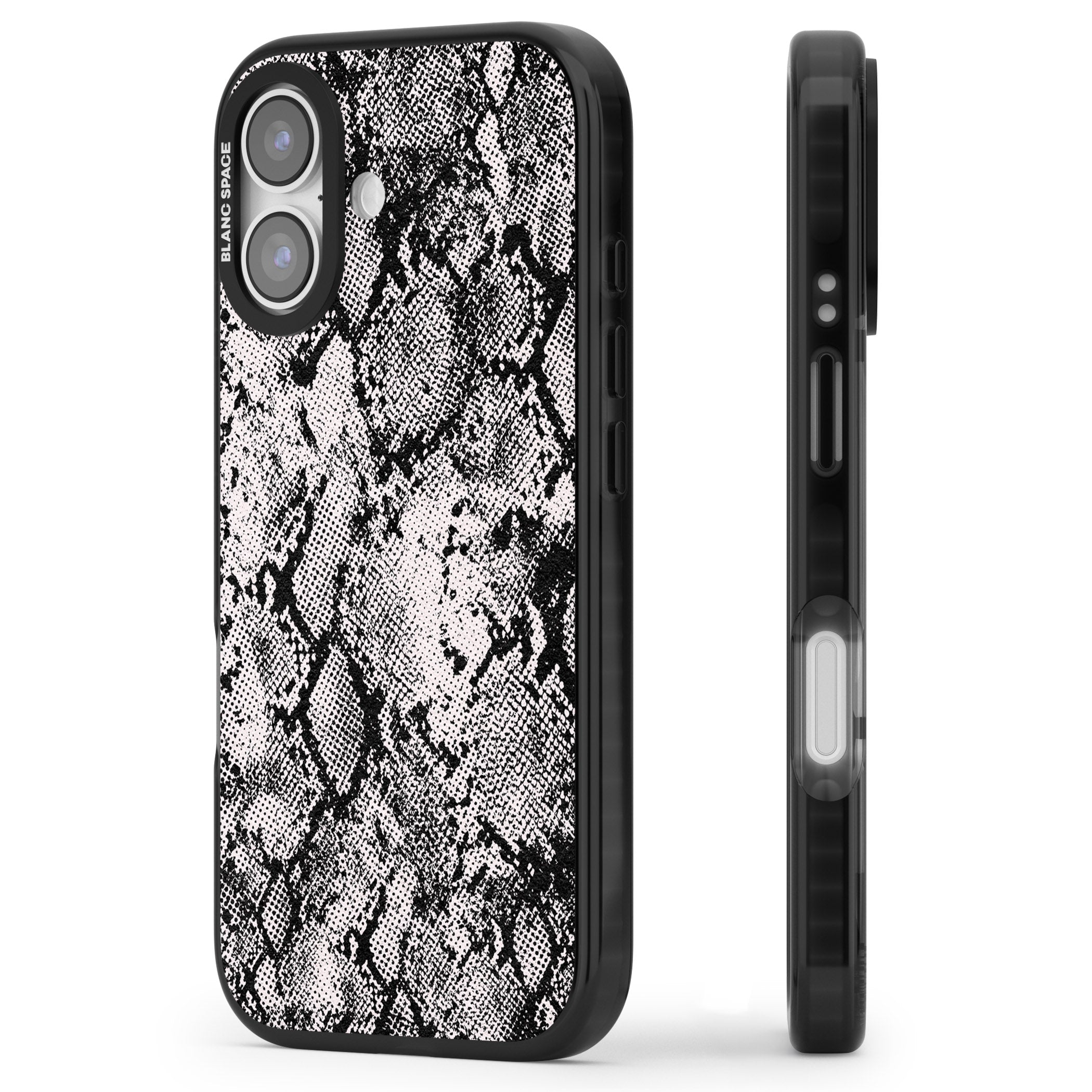 Pastel Snakeskin Grey iPhone 17 Impact Pro Black Phone Case Side Profile