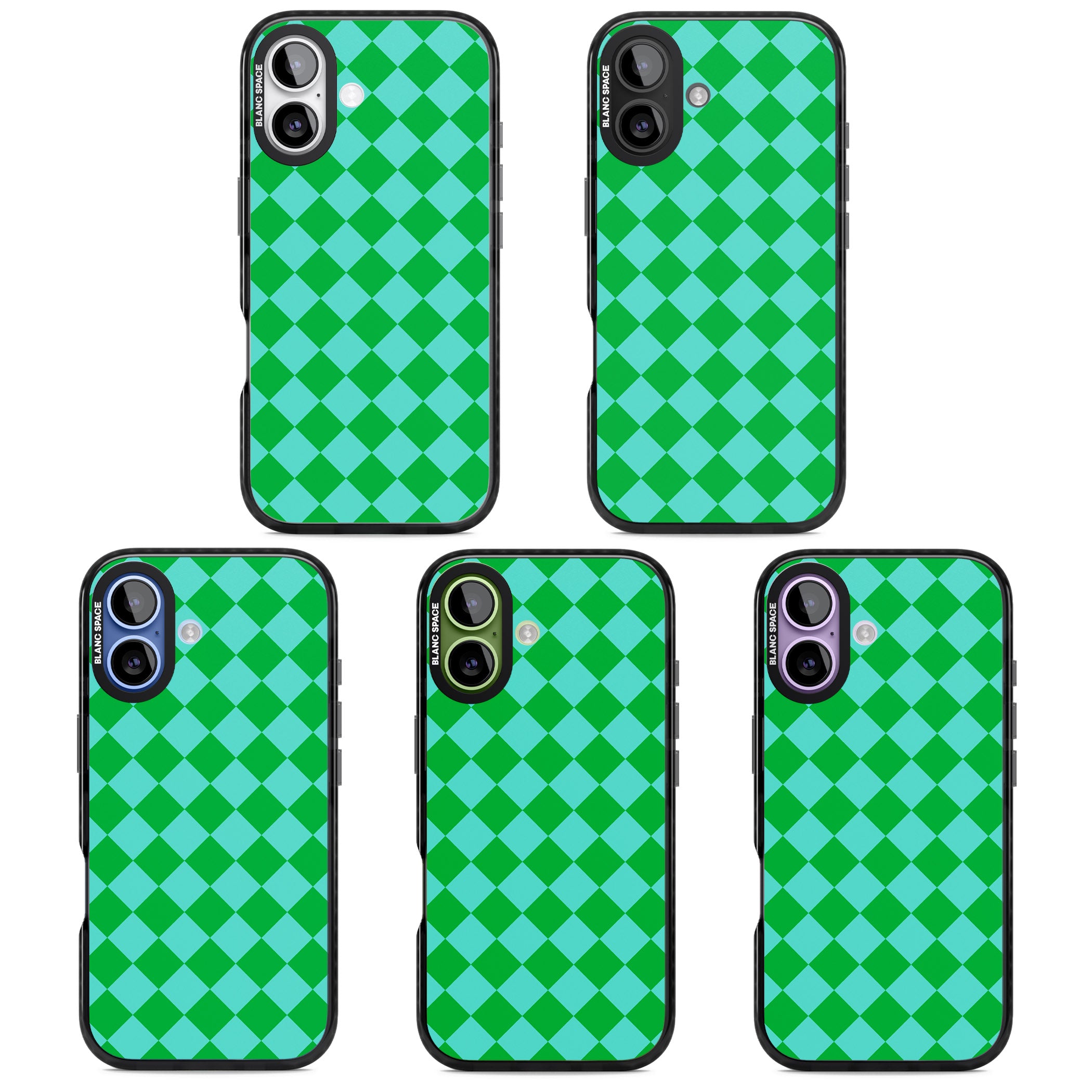 Retro Green Diamond Plaid iPhone 17 Impact Pro Black Phone Case APT Impact Protection