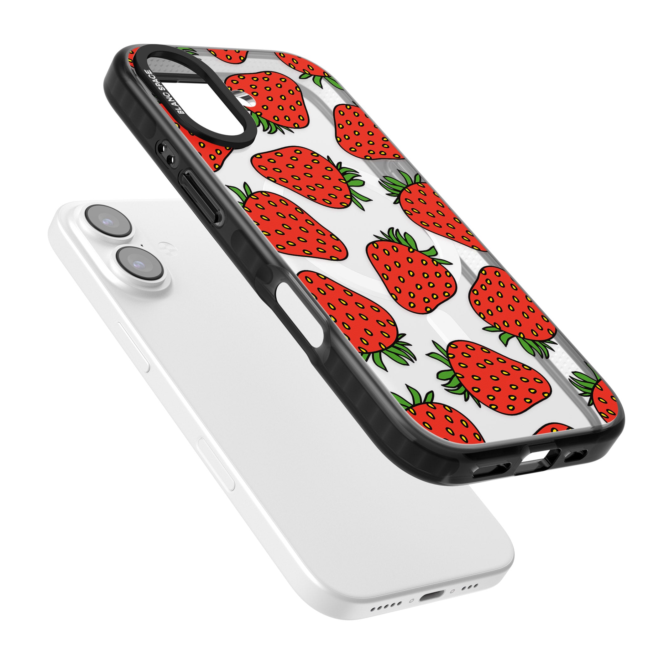 Strawberry Pattern iPhone 17 Impact Pro Black Phone Case Colours