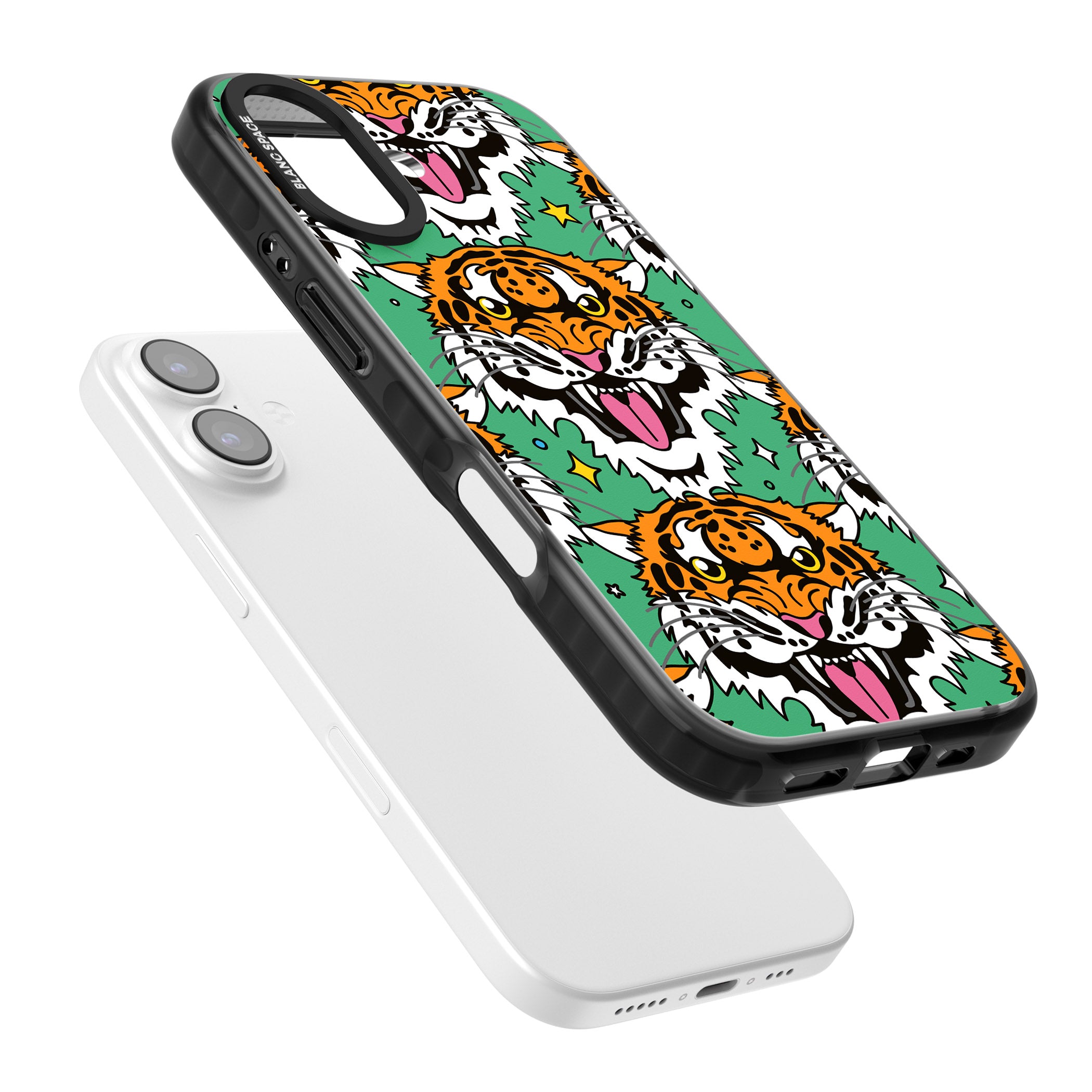 Fierce Jungle Tigers (Green) iPhone 17 Impact Pro Black Phone Case Colours
