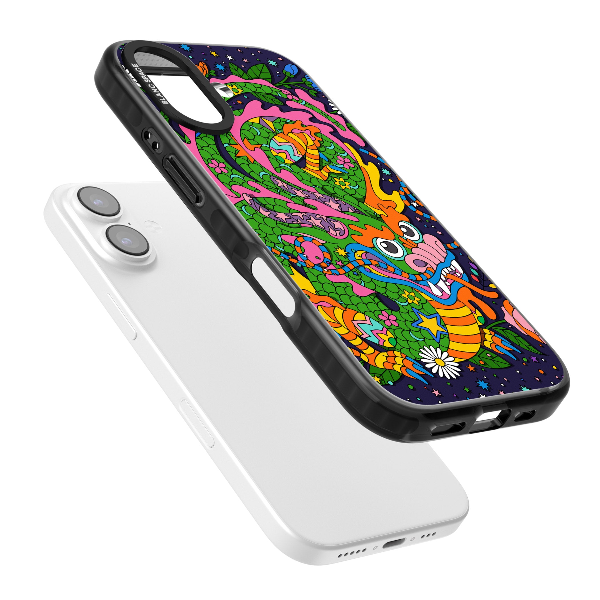 Psychedelic Jungle Dragon (Purple) iPhone 17 Impact Pro Black Phone Case Colours