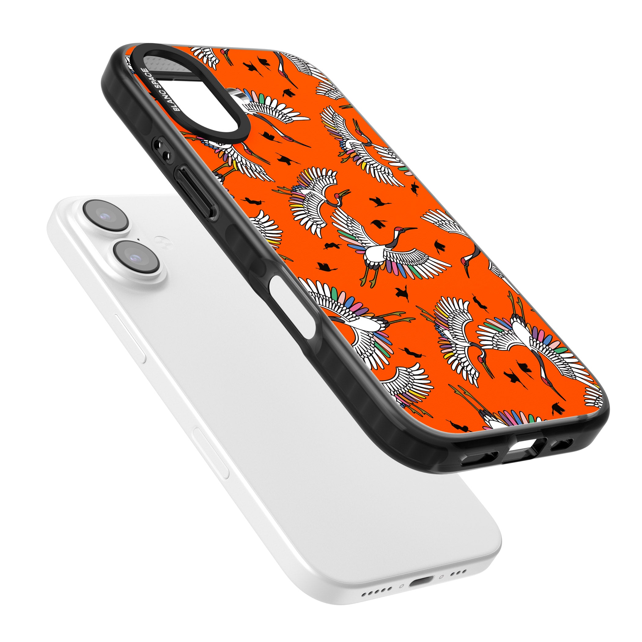Colourful Crane Pattern (Orange) iPhone 17 Impact Pro Black Phone Case Colours