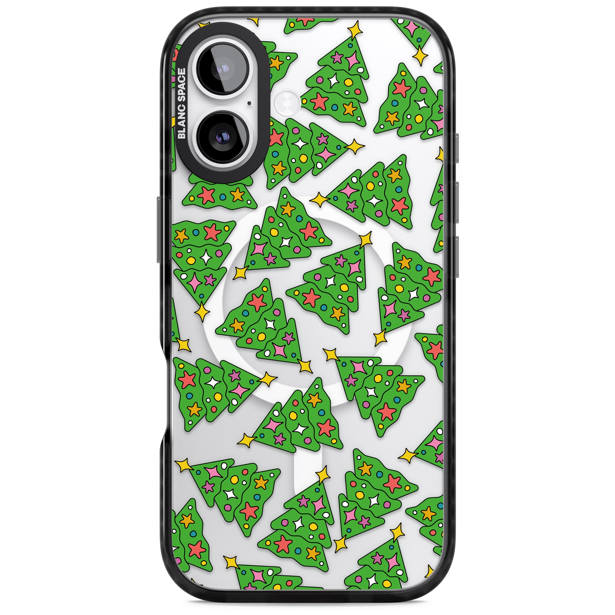 Christmas Tree Pattern iPhone 17 Impact Pro Black Phone Case