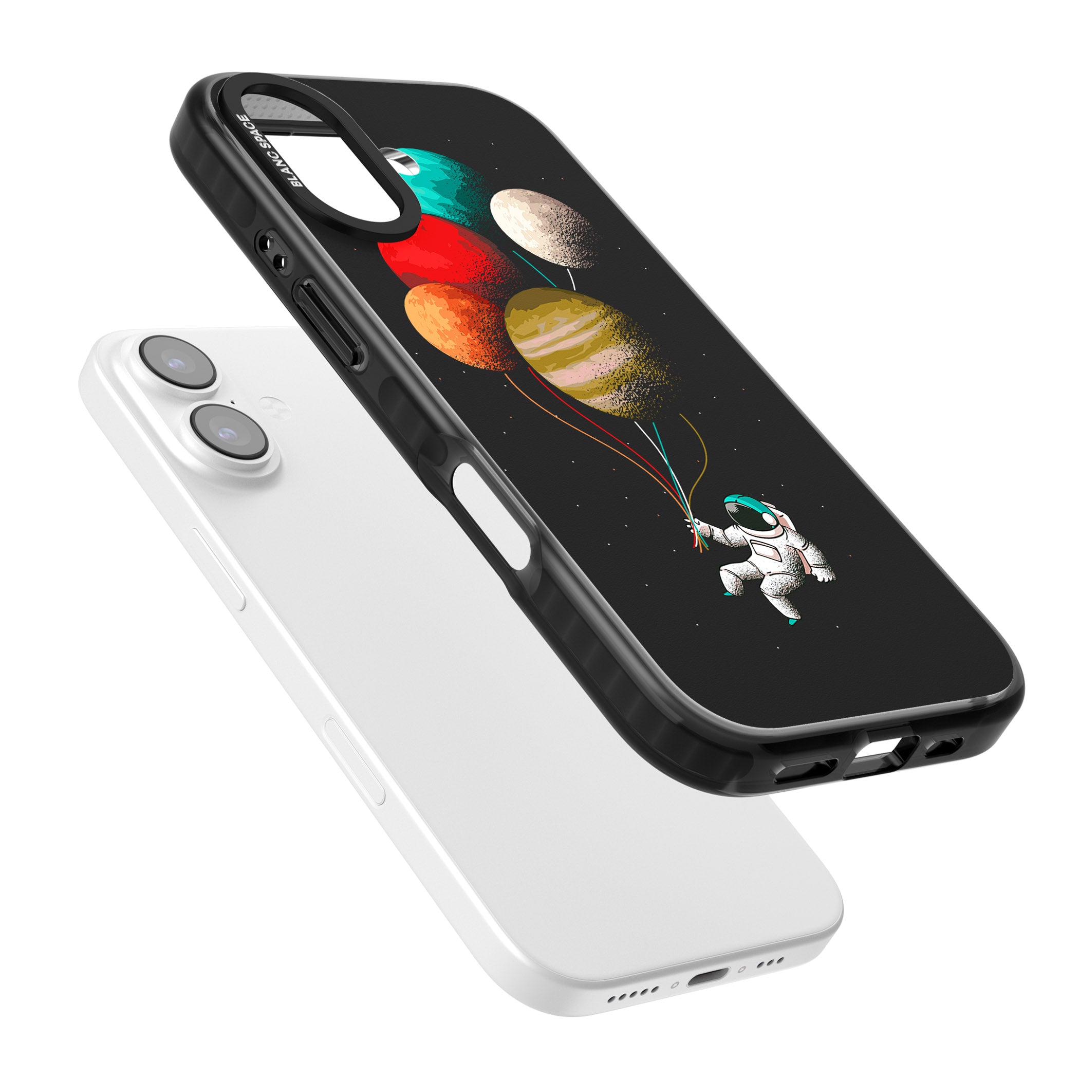 Astronaut Balloon Planets iPhone 17 Impact Pro Black Phone Case Colours