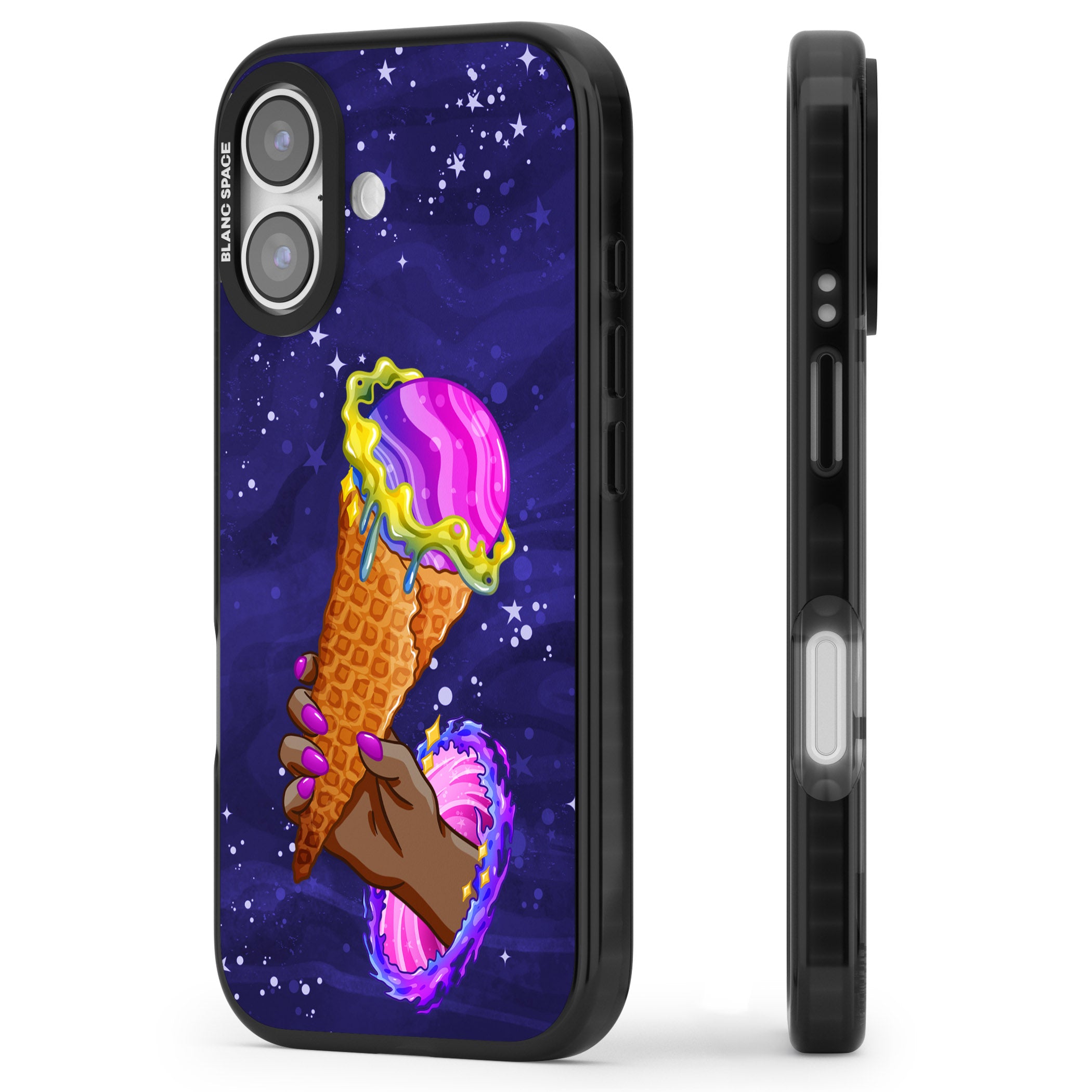 Interdimensional Ice Cream iPhone 17 Impact Pro Black Phone Case Side Profile