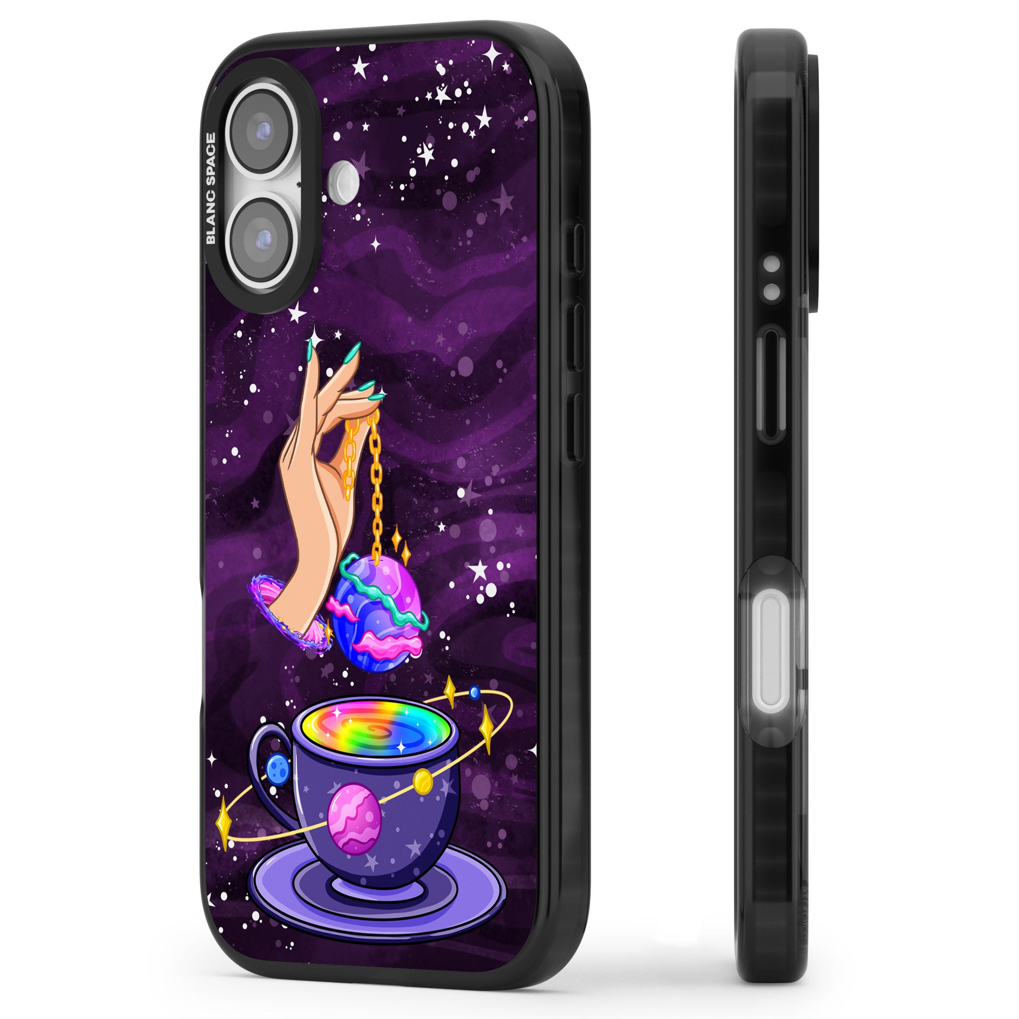 Space Tea iPhone 17 Impact Pro Black Phone Case Side Profile