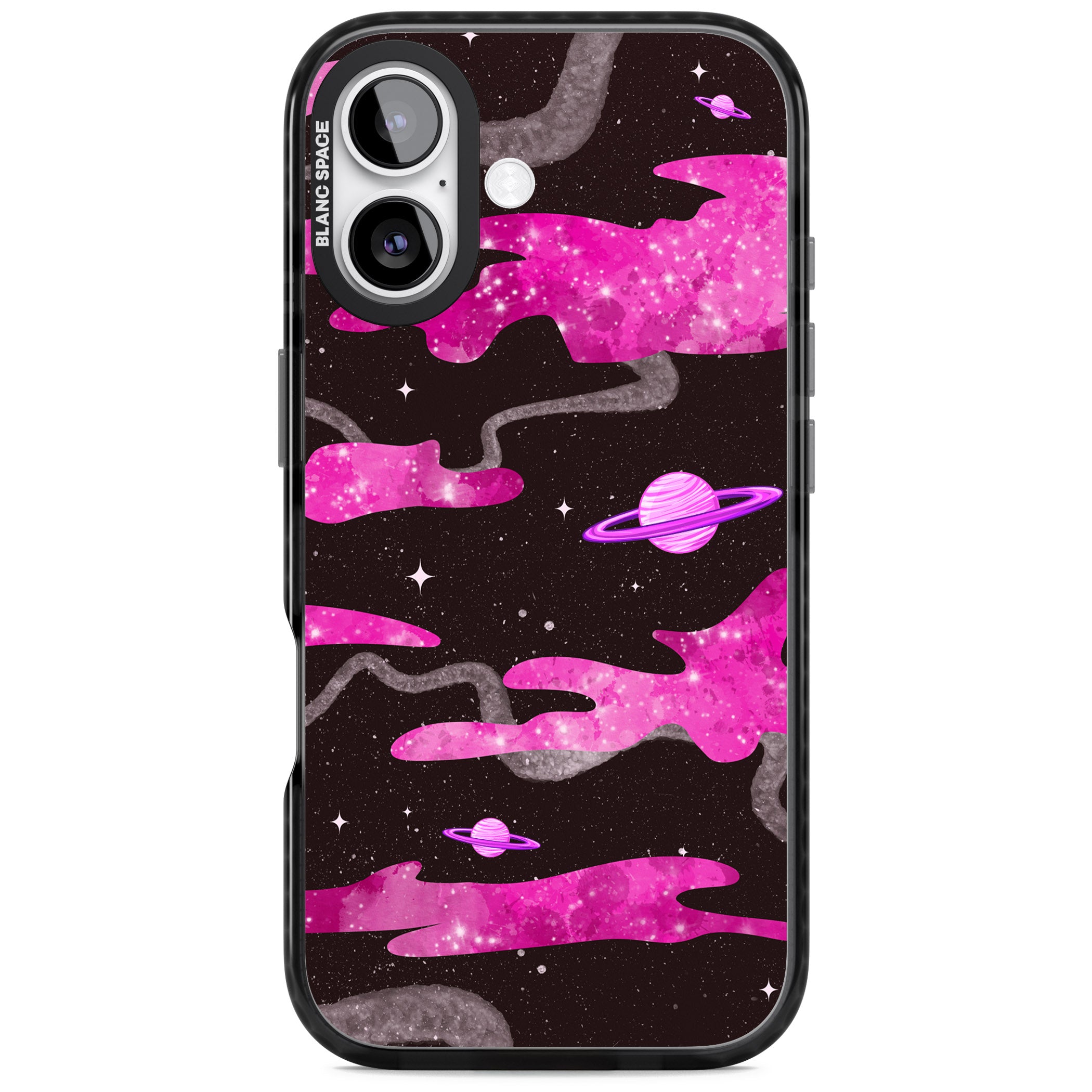 Pink Galaxy iPhone 17 Impact Pro Black Phone Case