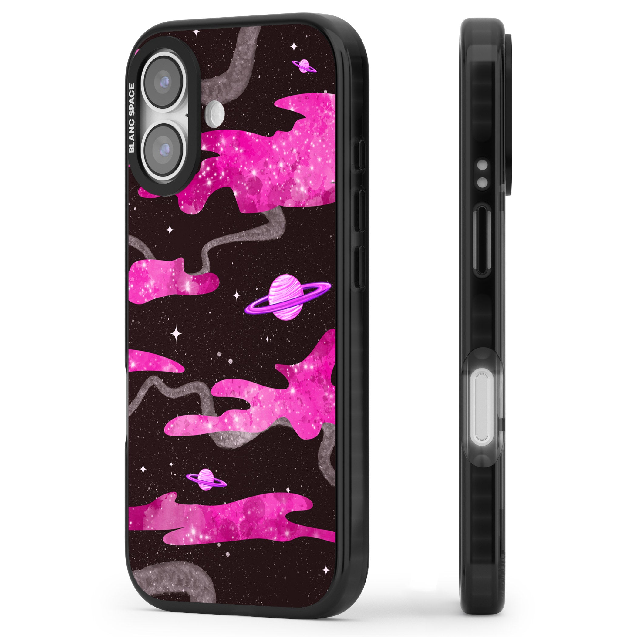 Pink Galaxy iPhone 17 Impact Pro Black Phone Case Side Profile