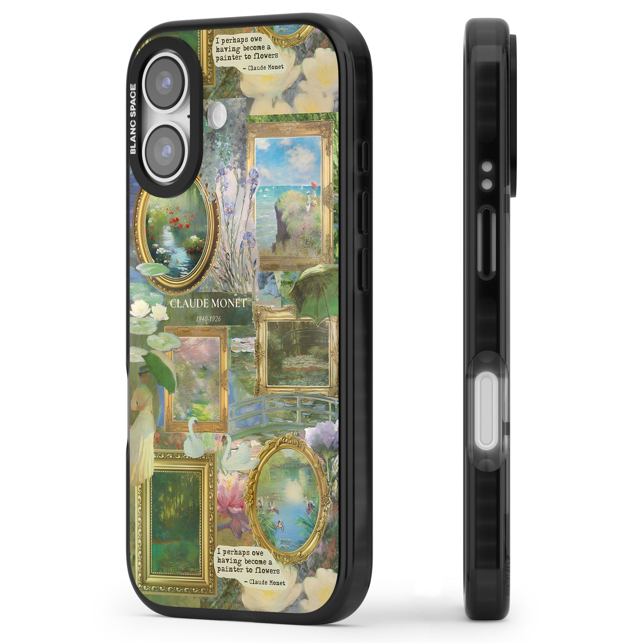 Vintage Floral Frames iPhone 17 Impact Pro Black Phone Case Side Profile