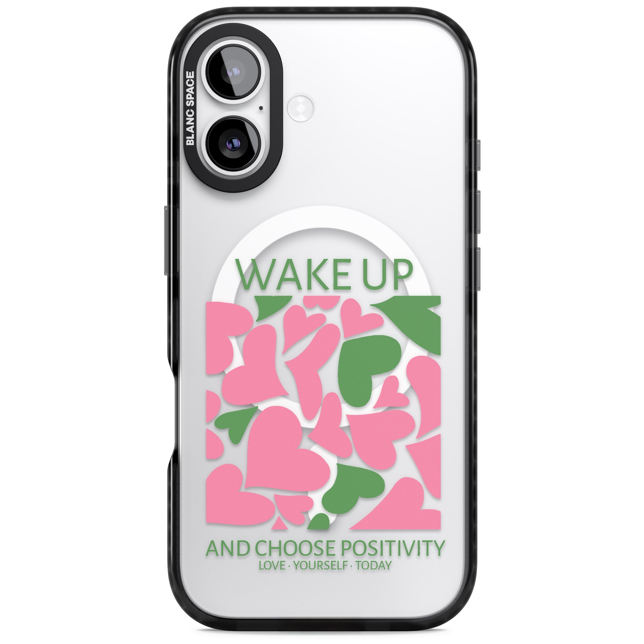 Wake Up And Choose Positivity iPhone 17 Impact Pro Black Phone Case