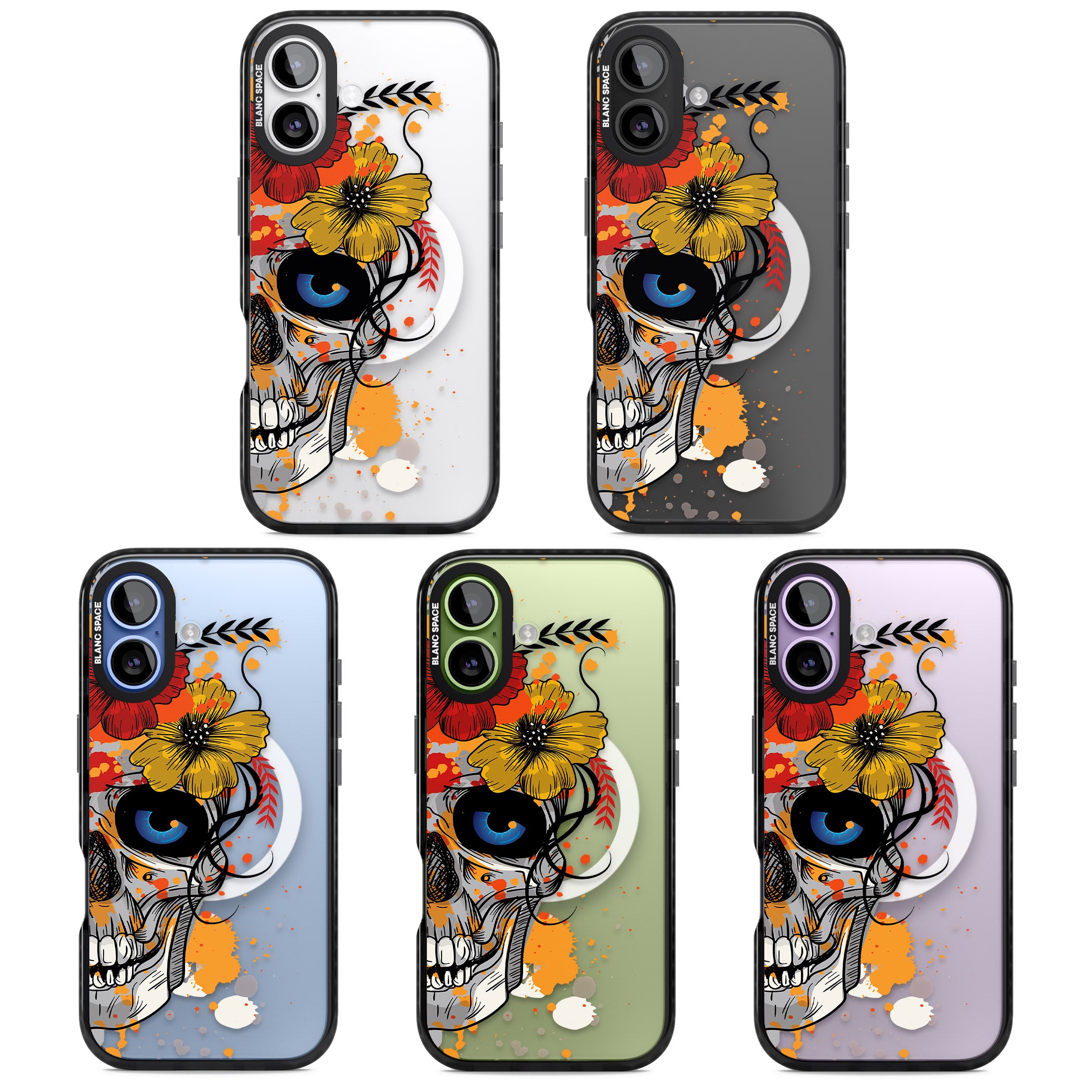 Sugar Skull Flowers iPhone 17 Impact Pro Black Phone Case APT Impact Protection