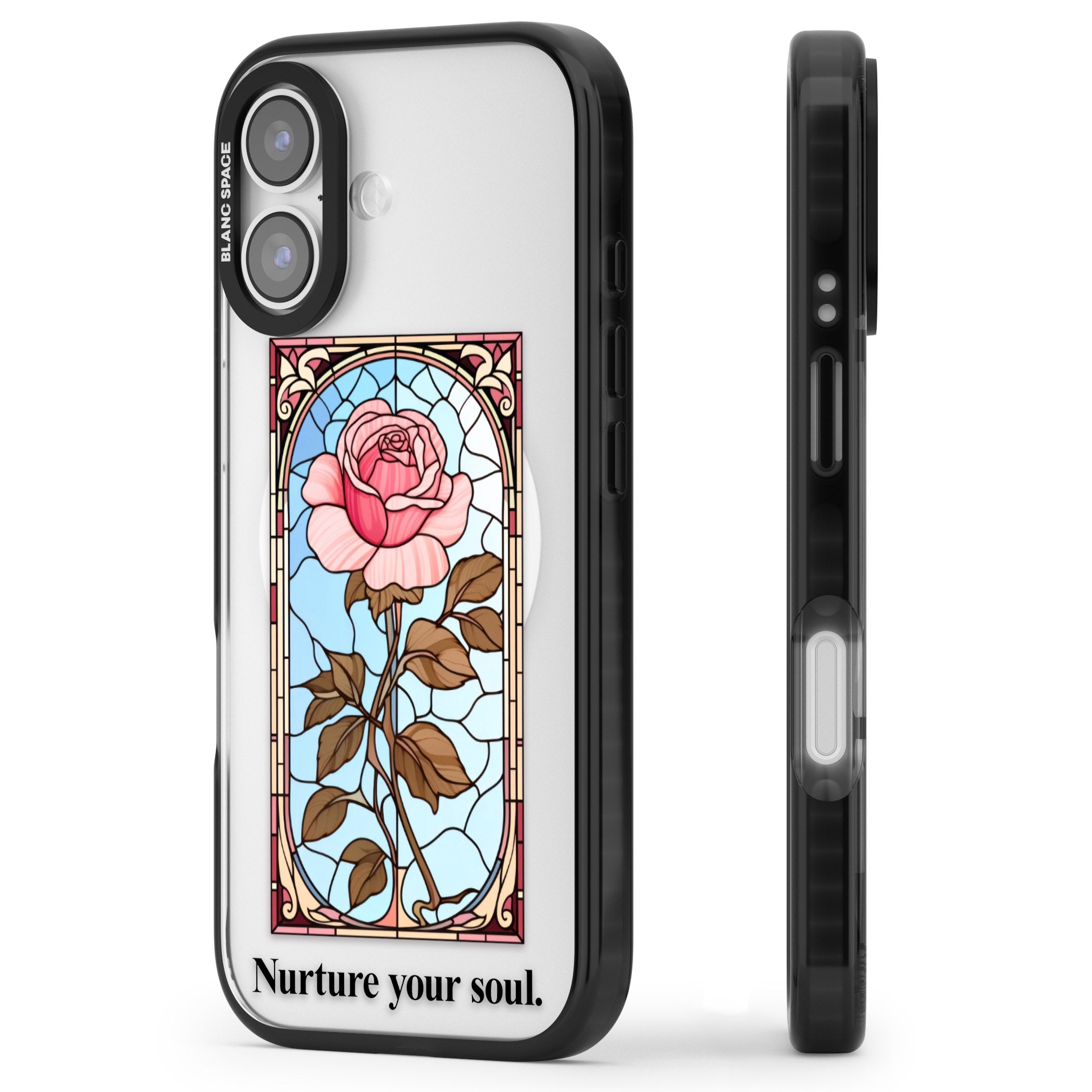 Nurture Your Soul iPhone 17 Impact Pro Black Phone Case Side Profile