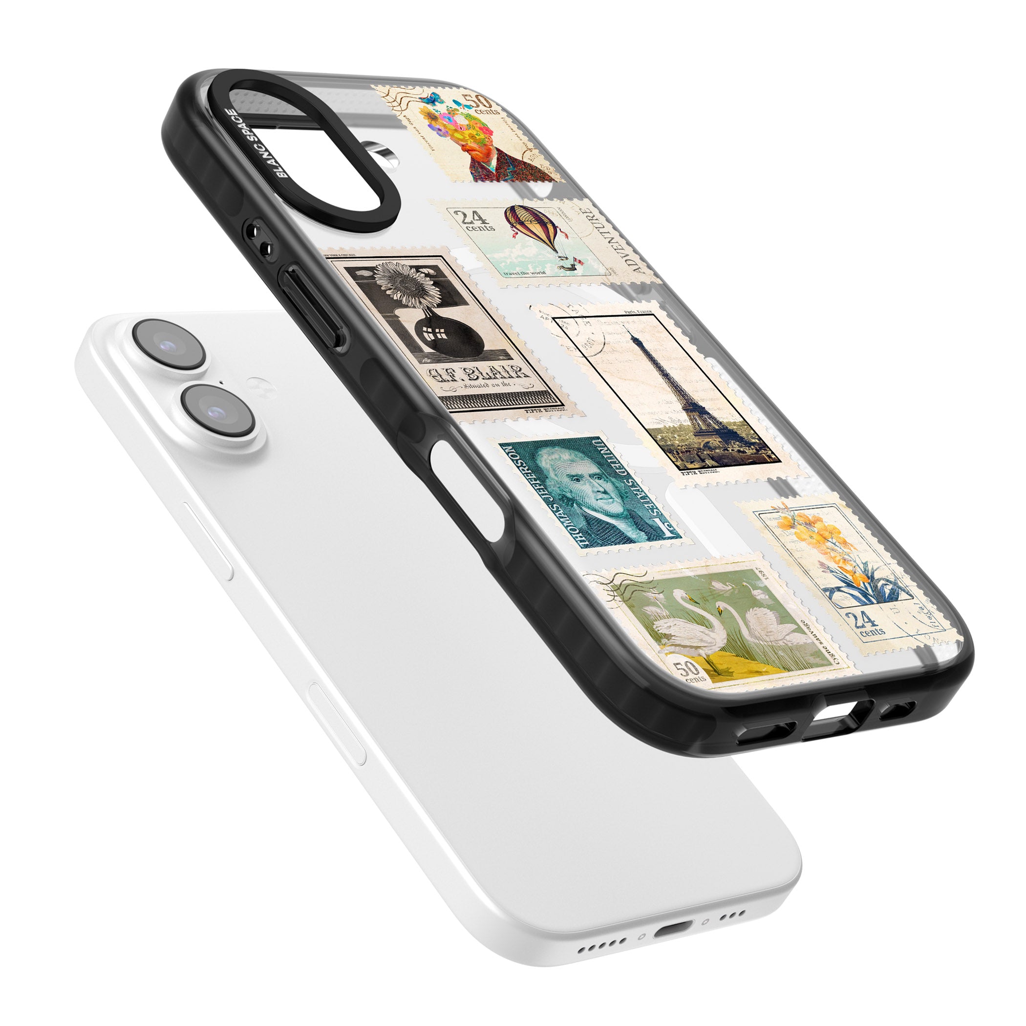 Vintage Stamps iPhone 17 Impact Pro Black Phone Case Colours