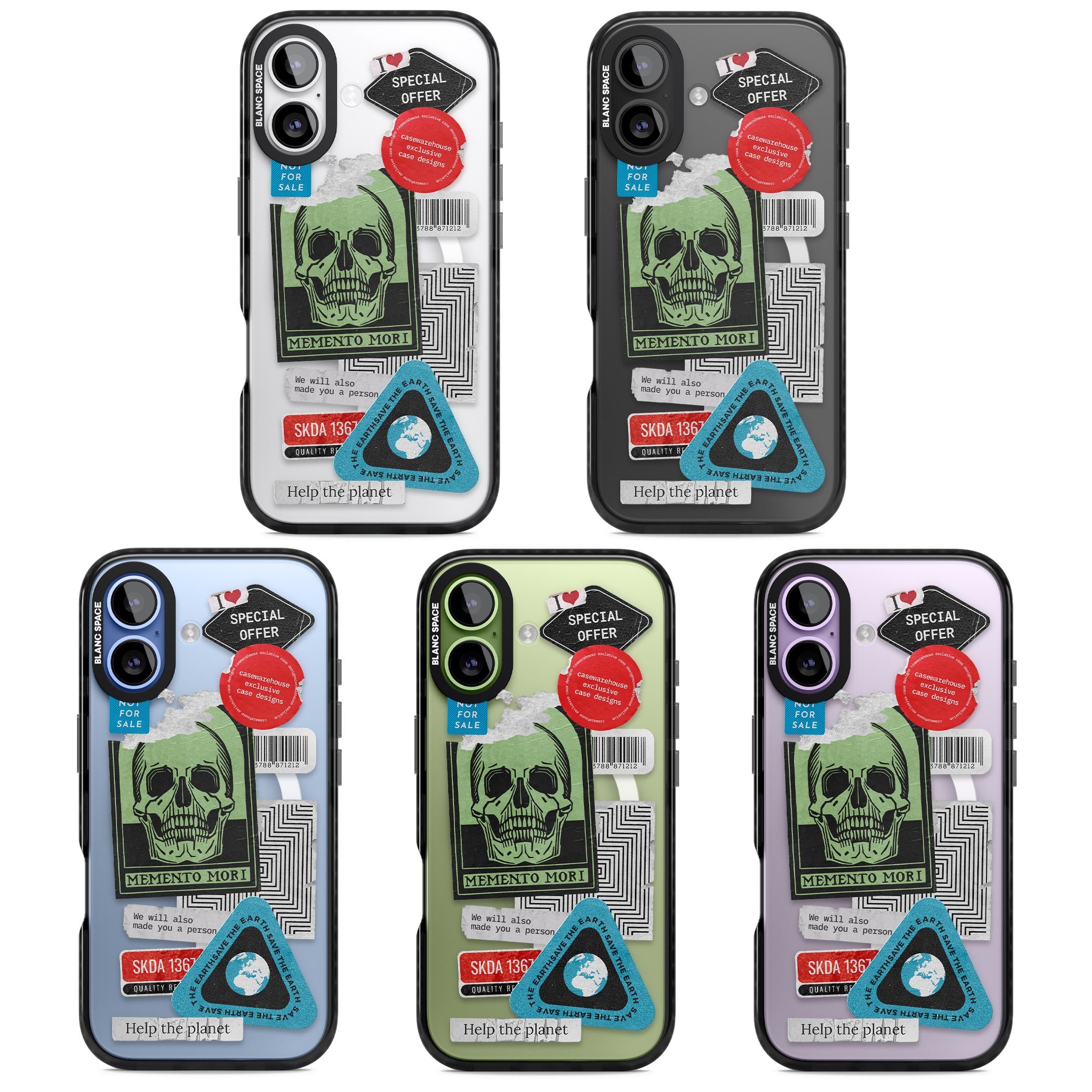 Skull Sticker Mix iPhone 17 Impact Pro Black Phone Case APT Impact Protection