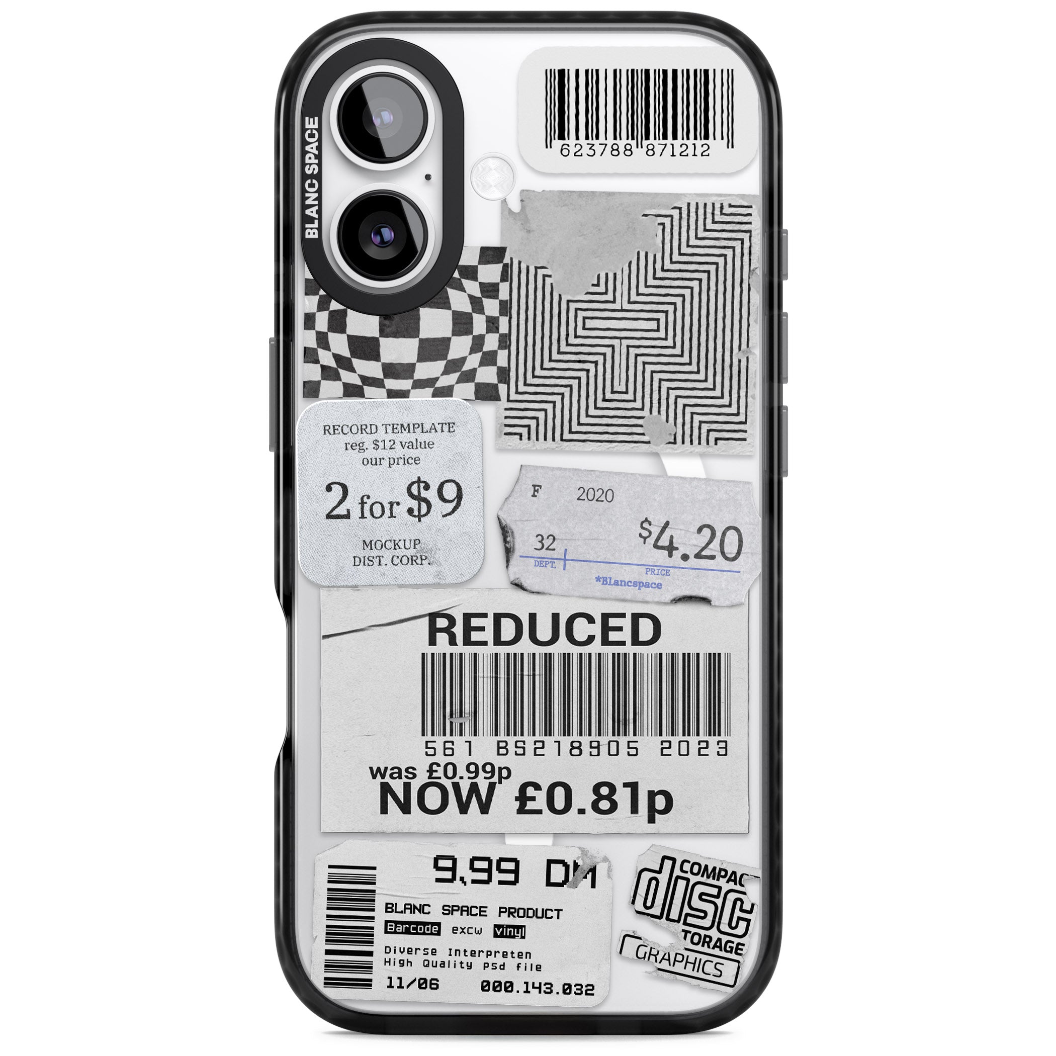 White Sticker Mix iPhone 17 Impact Pro Black Phone Case