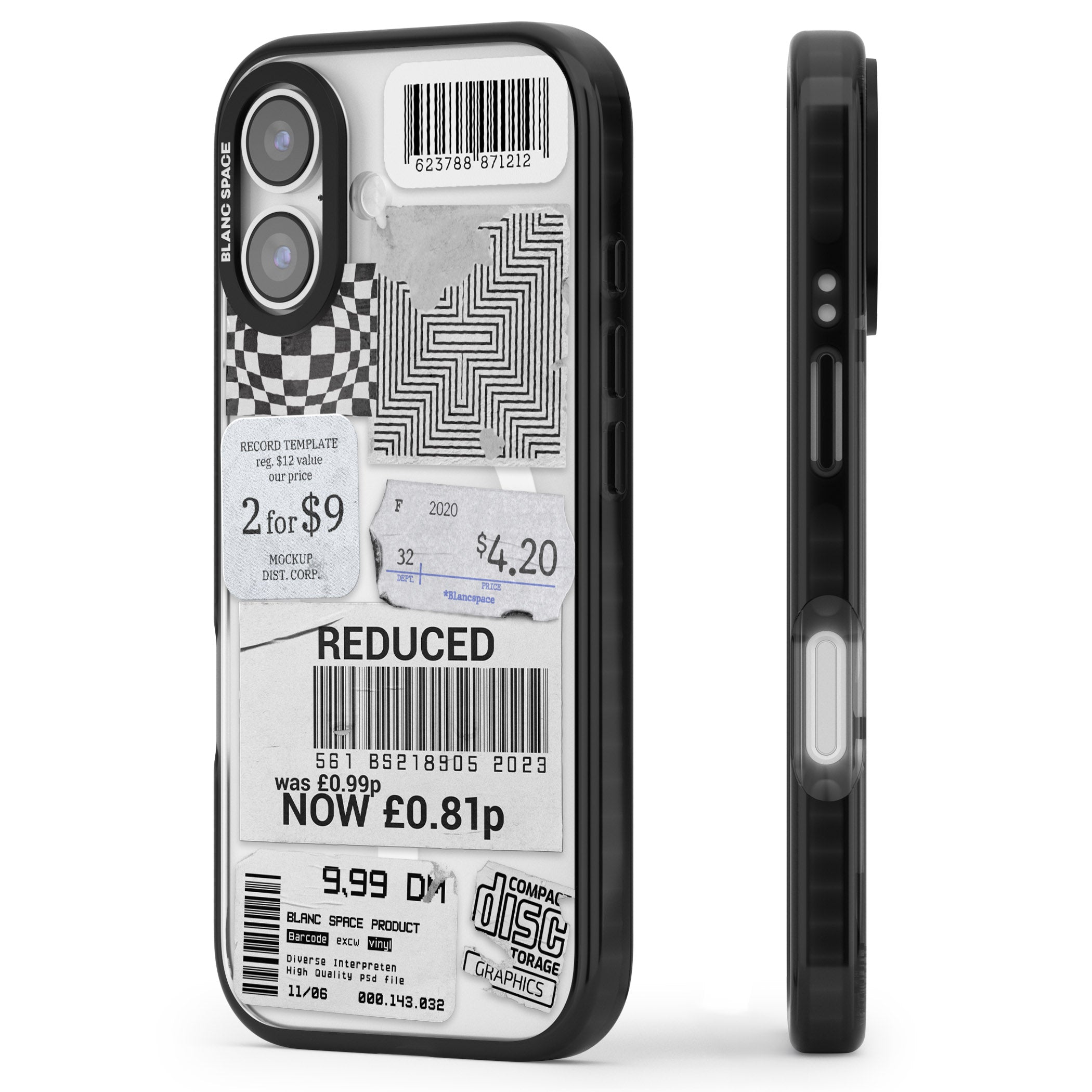 White Sticker Mix iPhone 17 Impact Pro Black Phone Case Side Profile