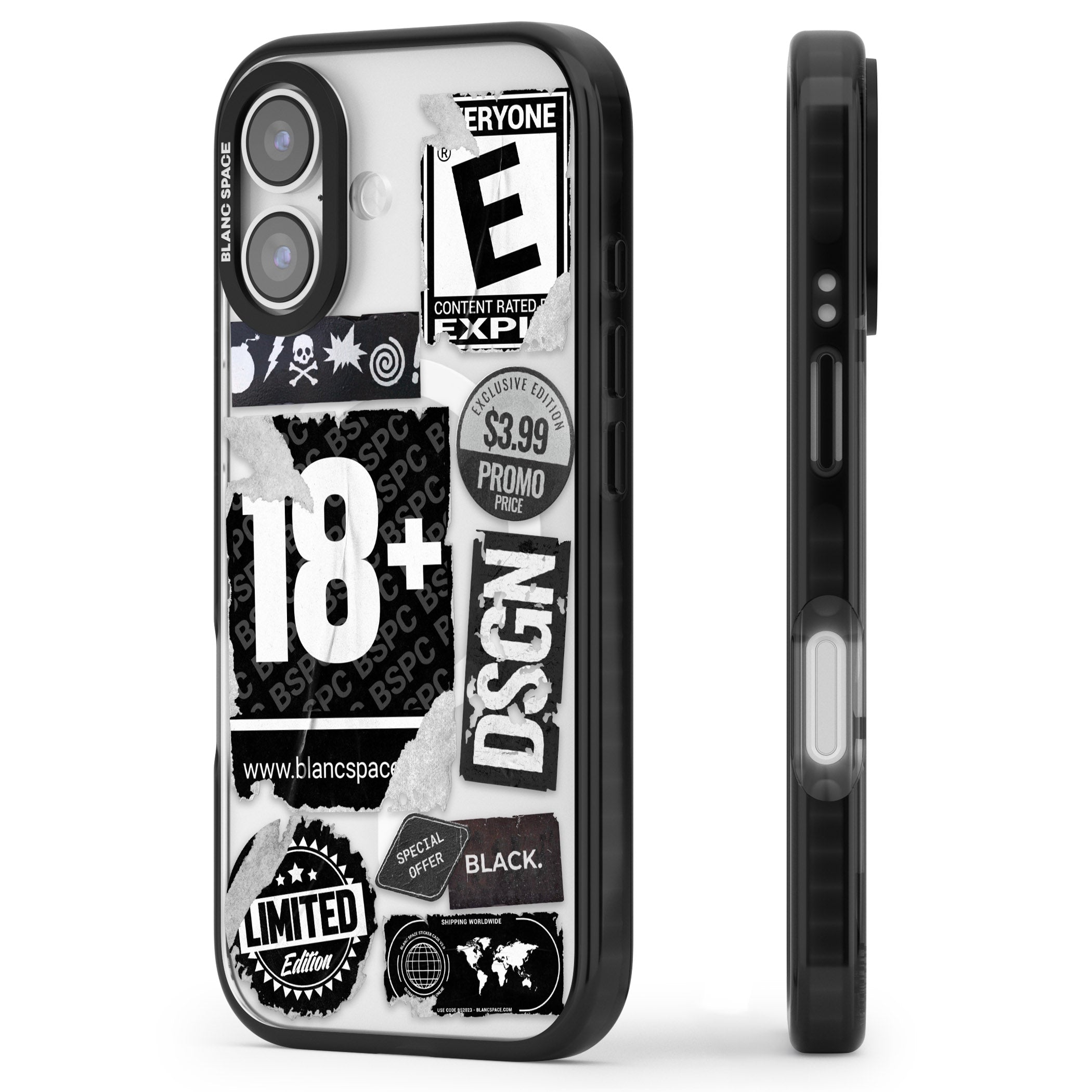 Black Sticker Mix iPhone 17 Impact Pro Black Phone Case Side Profile