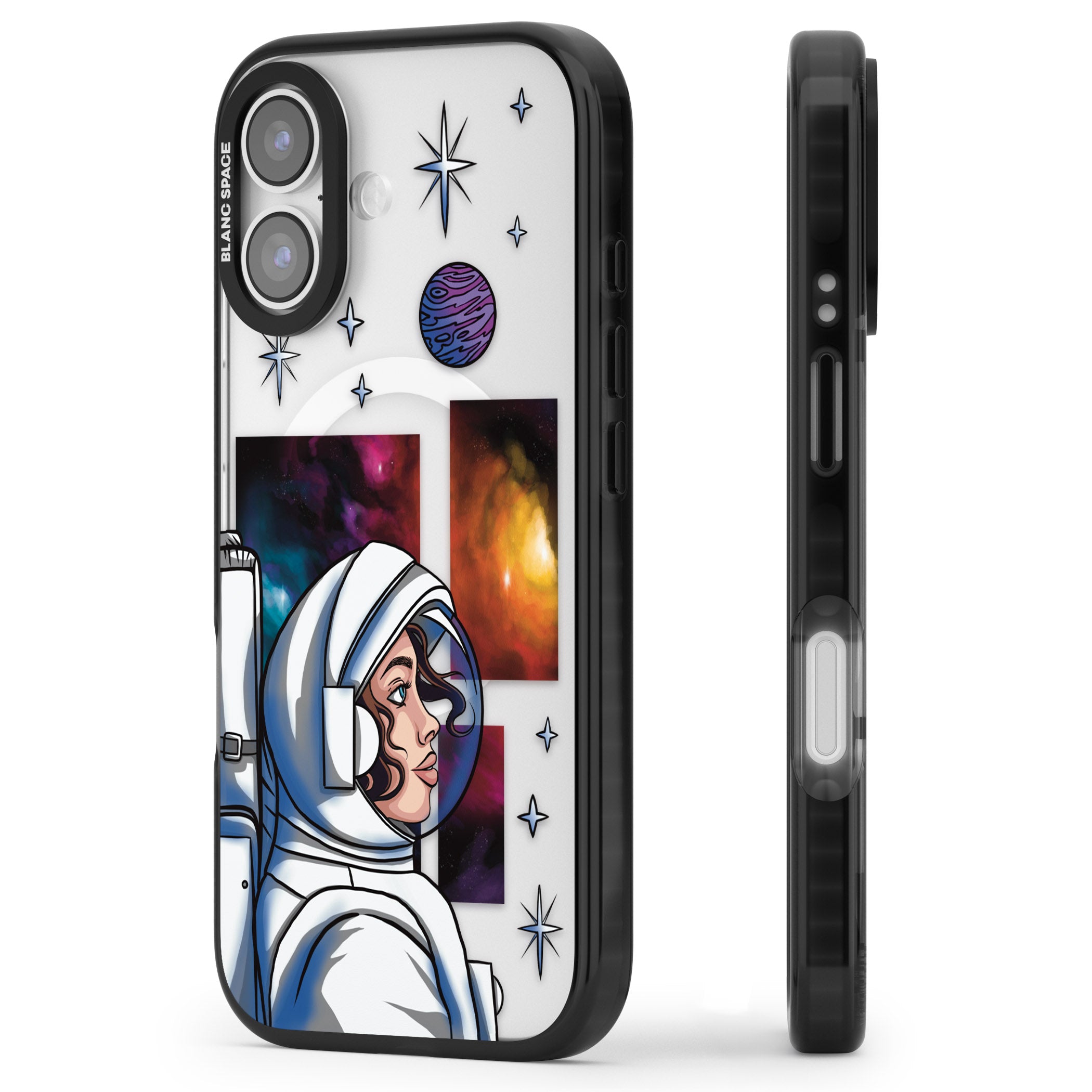 Cosmic Ambition iPhone 17 Impact Pro Black Phone Case Side Profile