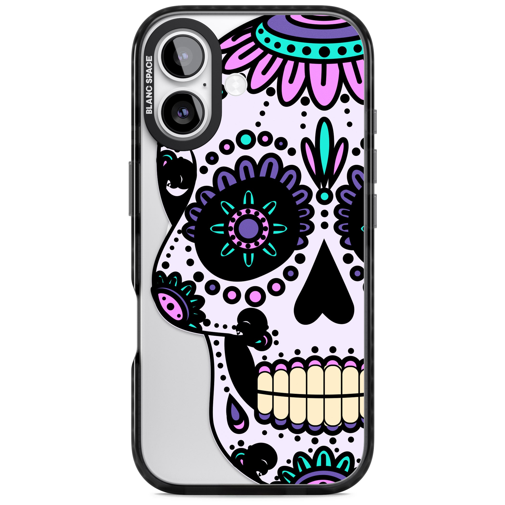 Violet Sugar Skull iPhone 17 Impact Pro Black Phone Case