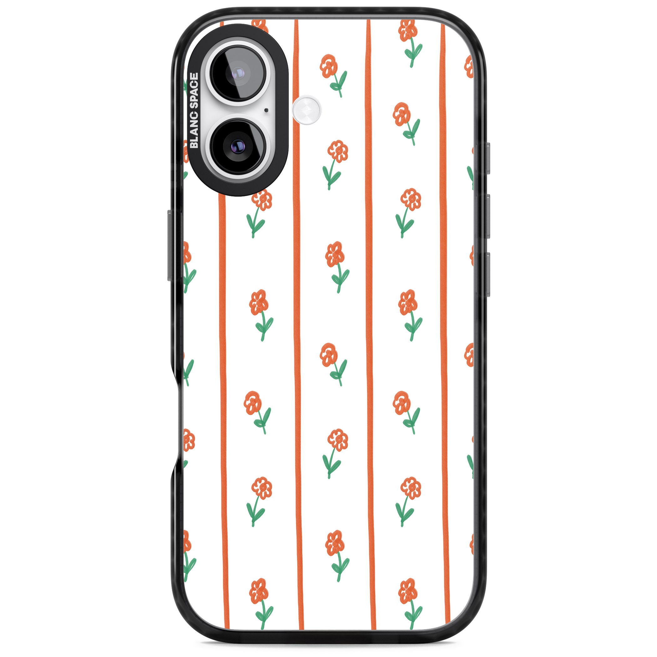 Minimal Floral Stripe iPhone 17 Impact Pro Black Phone Case