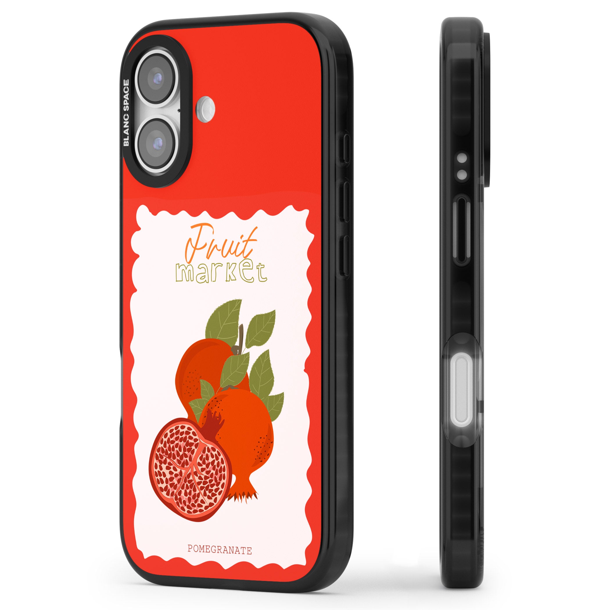 Fruit Market Pomegranate iPhone 17 Impact Pro Black Phone Case Side Profile