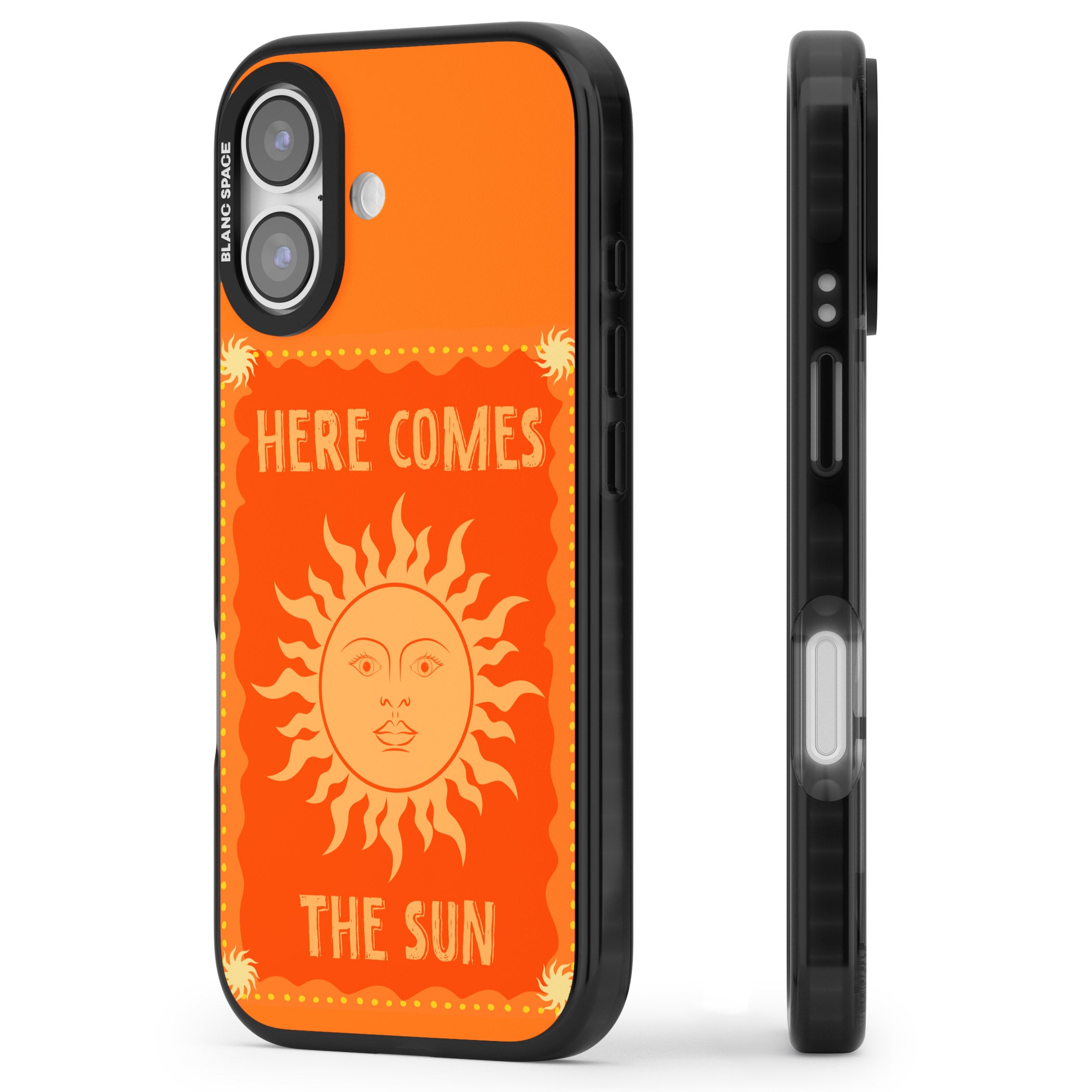 Retro Here Comes The Sun iPhone 17 Impact Pro Black Phone Case Side Profile