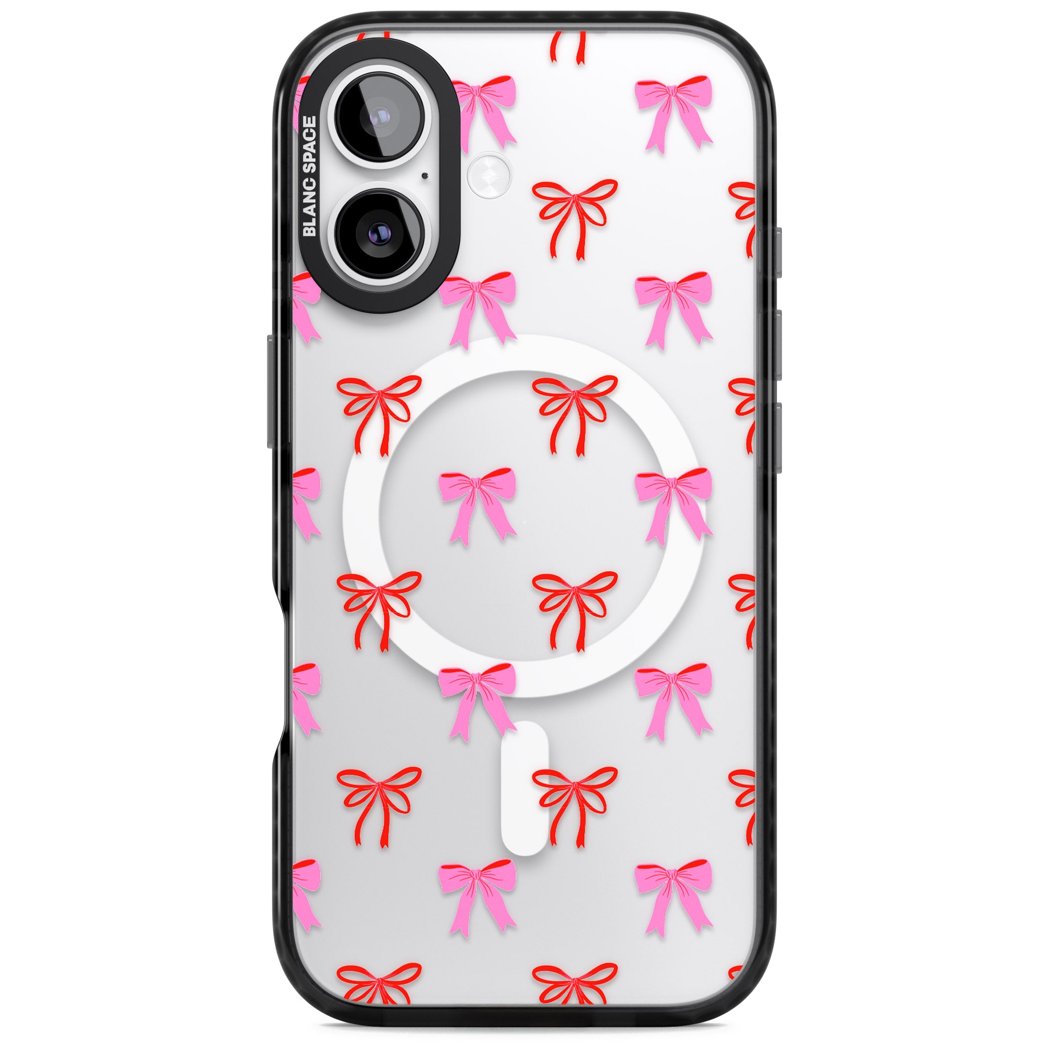 Cute Bow Pattern iPhone 17 Impact Pro Black Phone Case