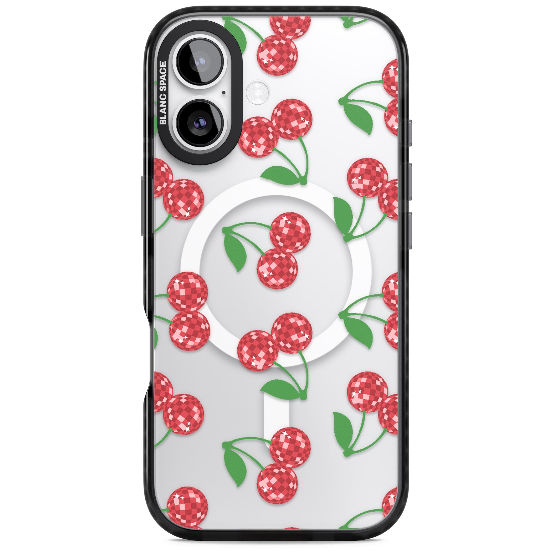 Disco Cherry Pattern iPhone 17 Impact Pro Black Phone Case