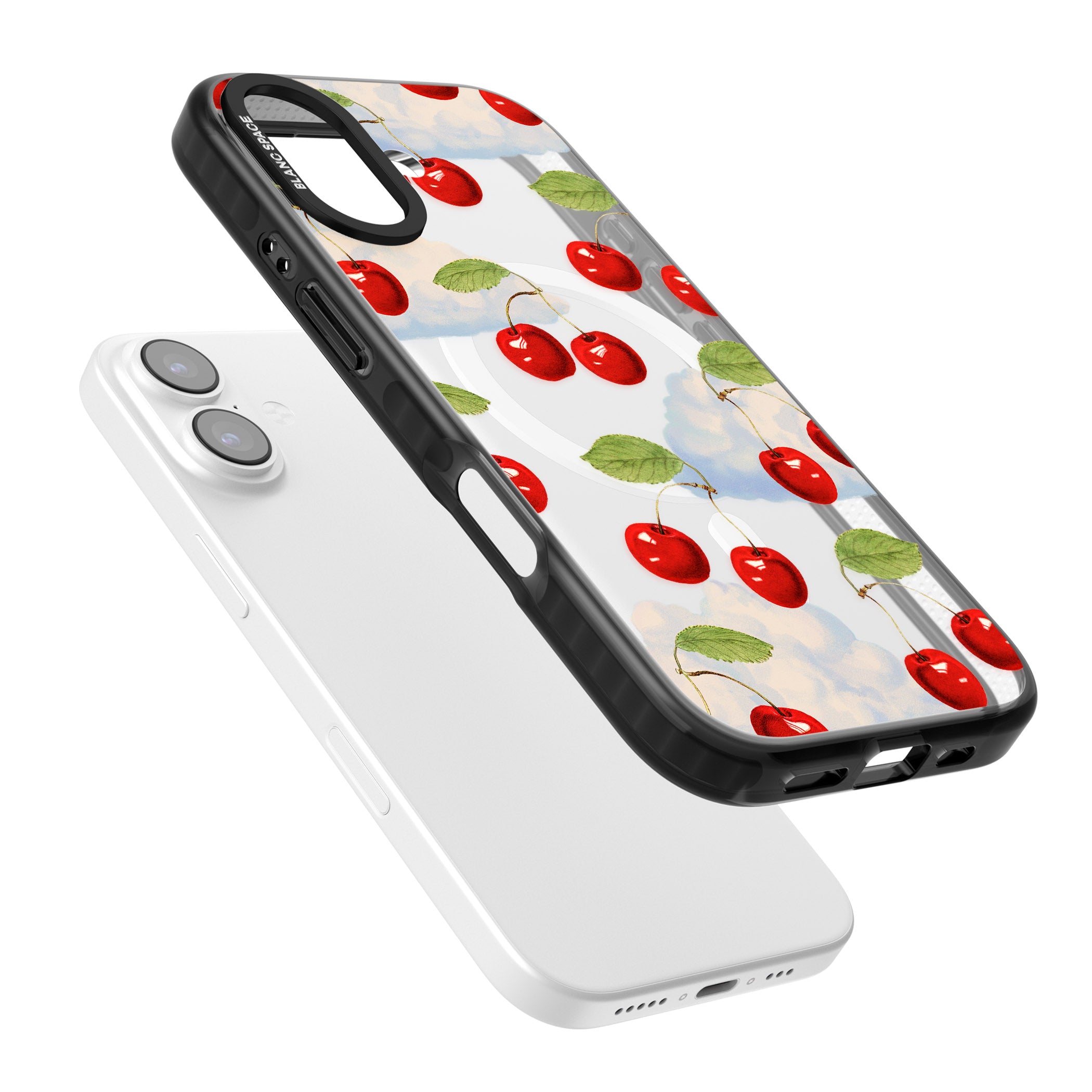Vintage Cherries & Clouds iPhone 17 Impact Pro Black Phone Case Colours