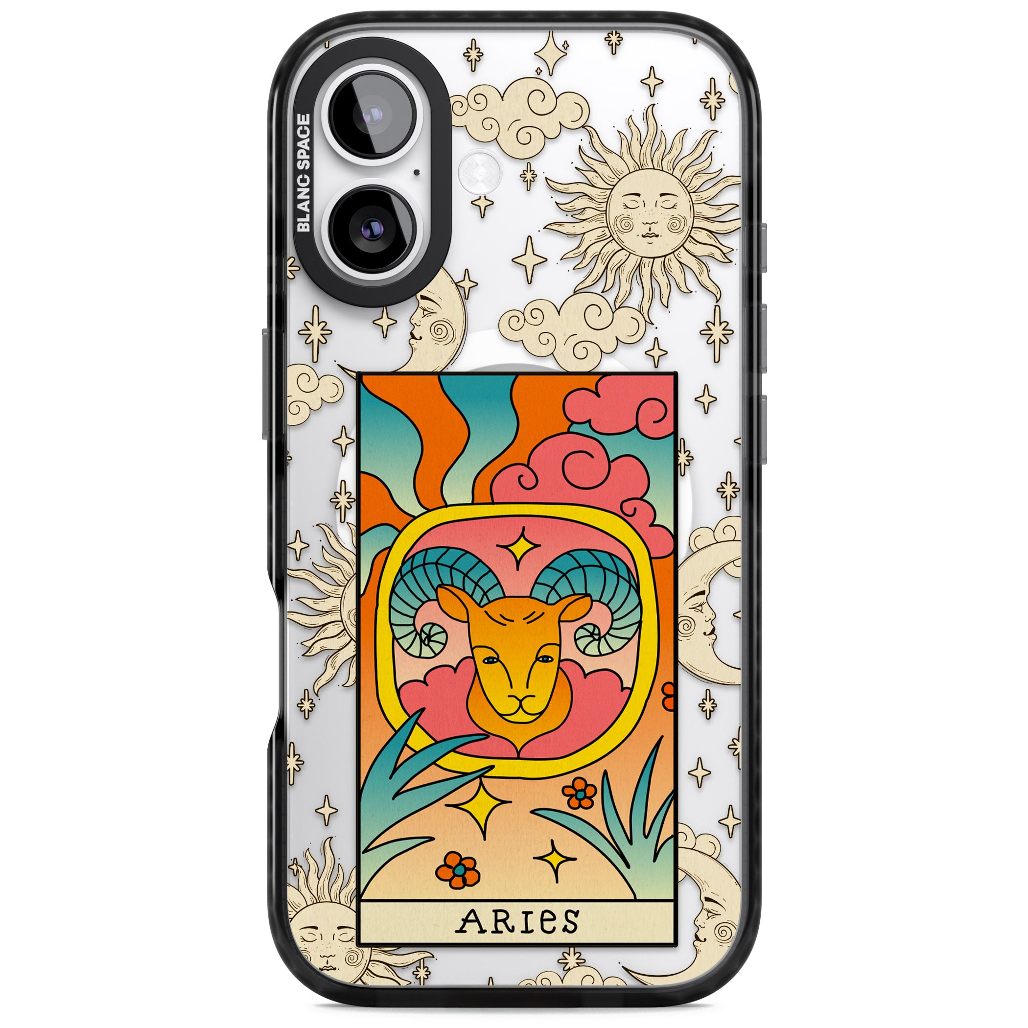 Celestial Zodiac Aries iPhone 17 Impact Pro Black Phone Case