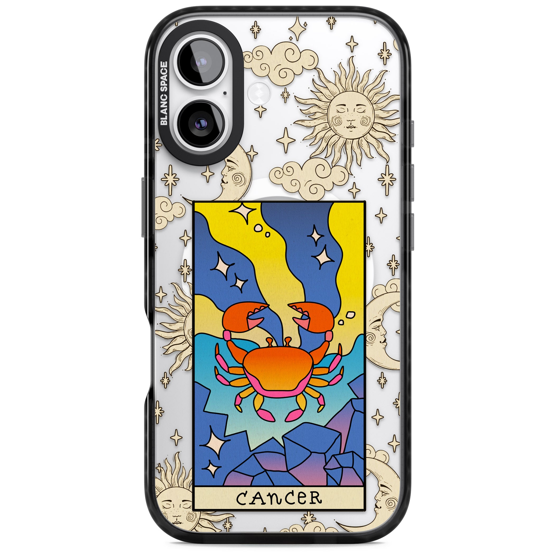 Celestial Zodiac Cancer iPhone 17 Impact Pro Black Phone Case