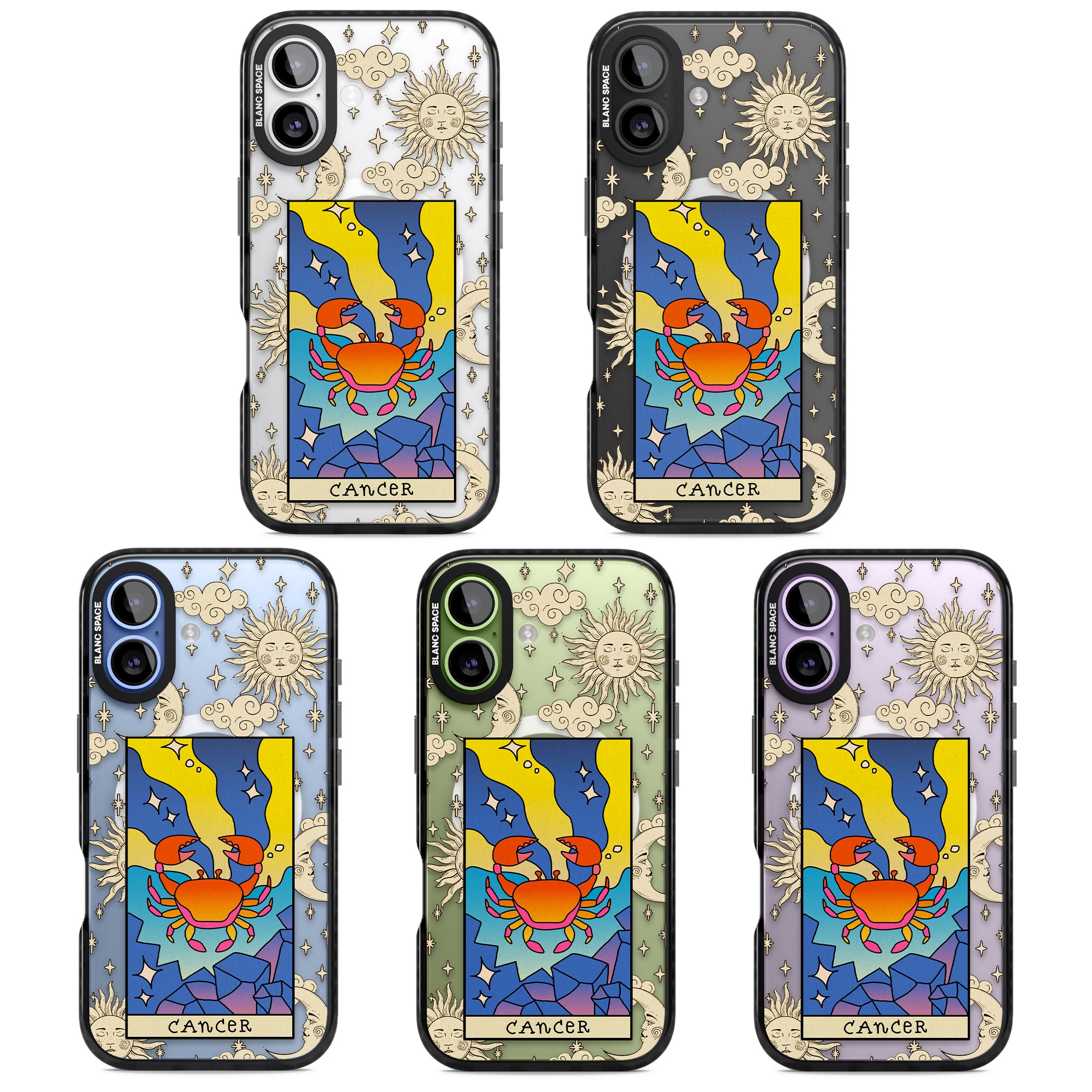 Celestial Zodiac Cancer iPhone 17 Impact Pro Black Phone Case APT Impact Protection